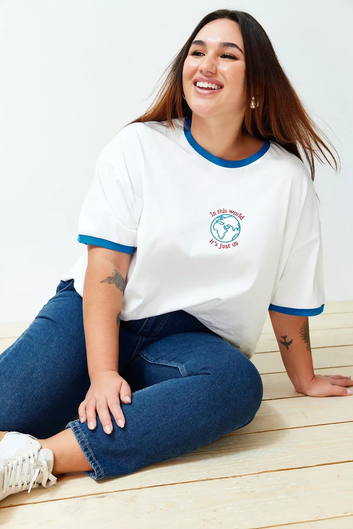 Trendyol Ecru Oversize Comfortable Knitted T-Shirt Azadea Lebanon