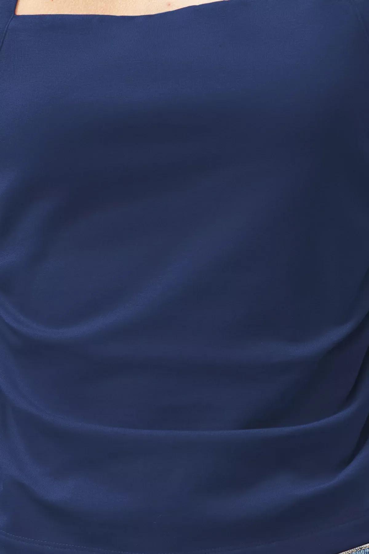 بلوزة مُحاكة بحمالات بفتحة رقبة مربعة، أزرق, Indigo, large image number 6
