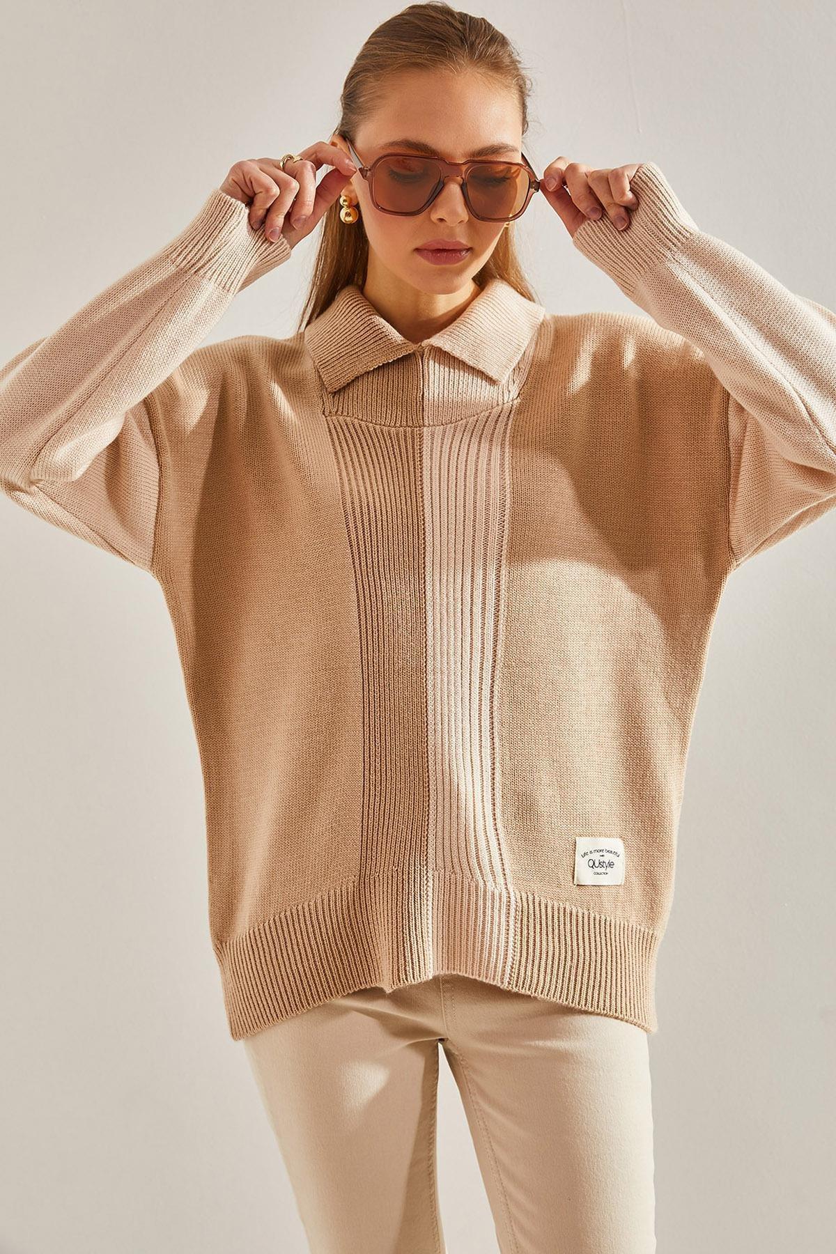 Multicolour Half Turtleneck Knitted Blouse, C101_5084, large image number 0