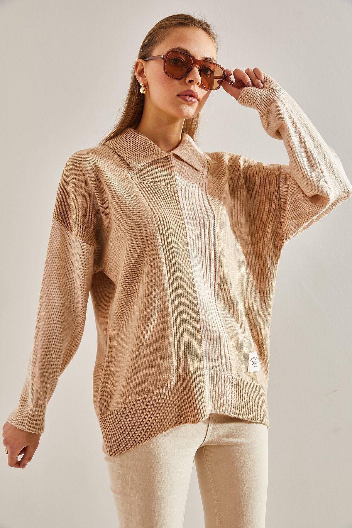 Multicolour Half Turtleneck Knitted Blouse, C101_5084, large image number 1