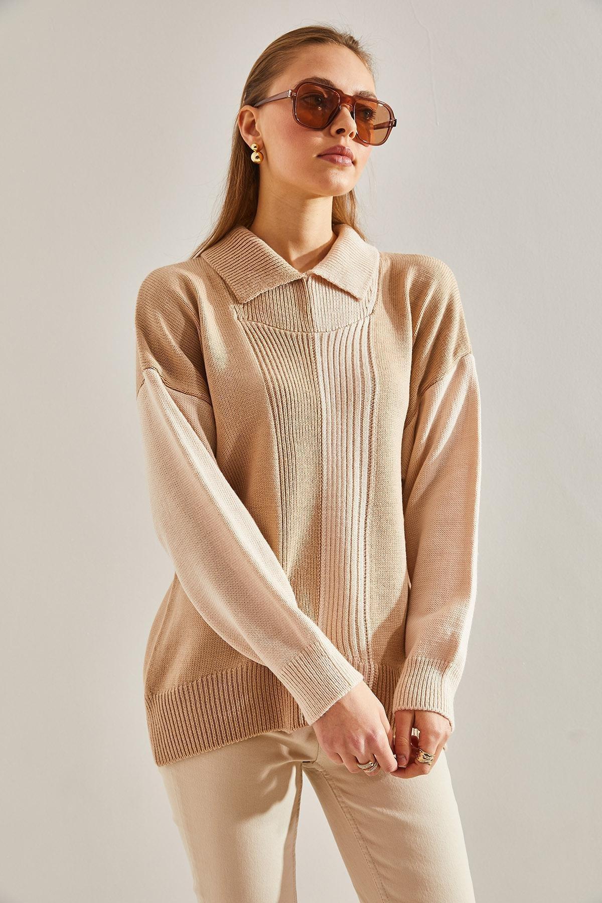 Multicolour Half Turtleneck Knitted Blouse, C101_5084, large image number 2