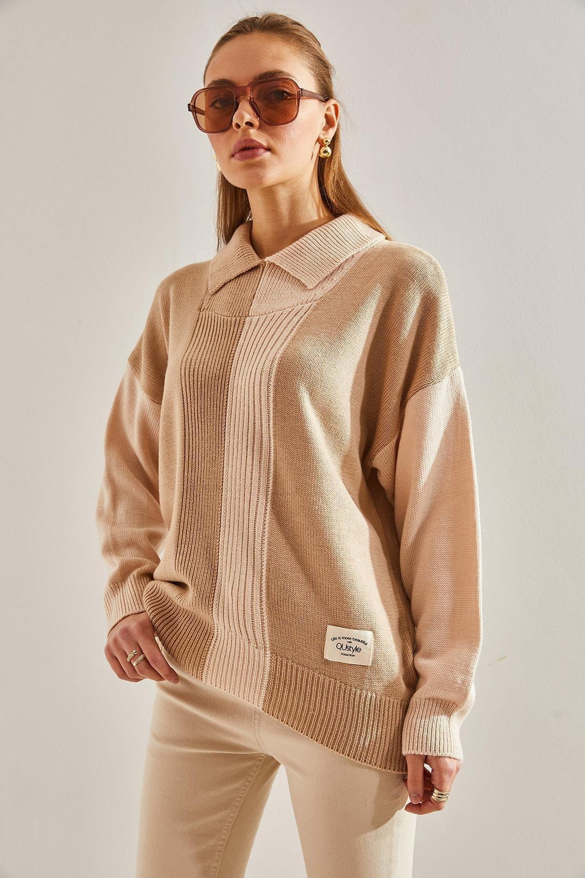 Multicolour Half Turtleneck Knitted Blouse, C101_5084, large image number 3