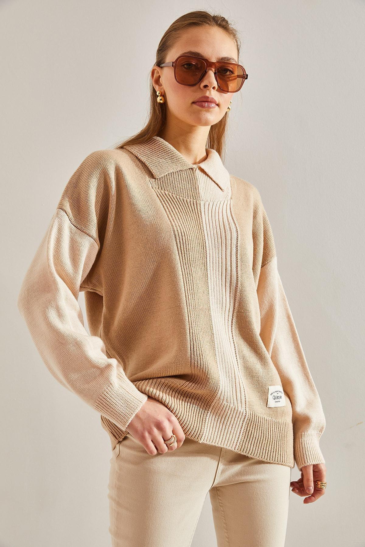 Multicolour Half Turtleneck Knitted Blouse, C101_5084, large image number 4