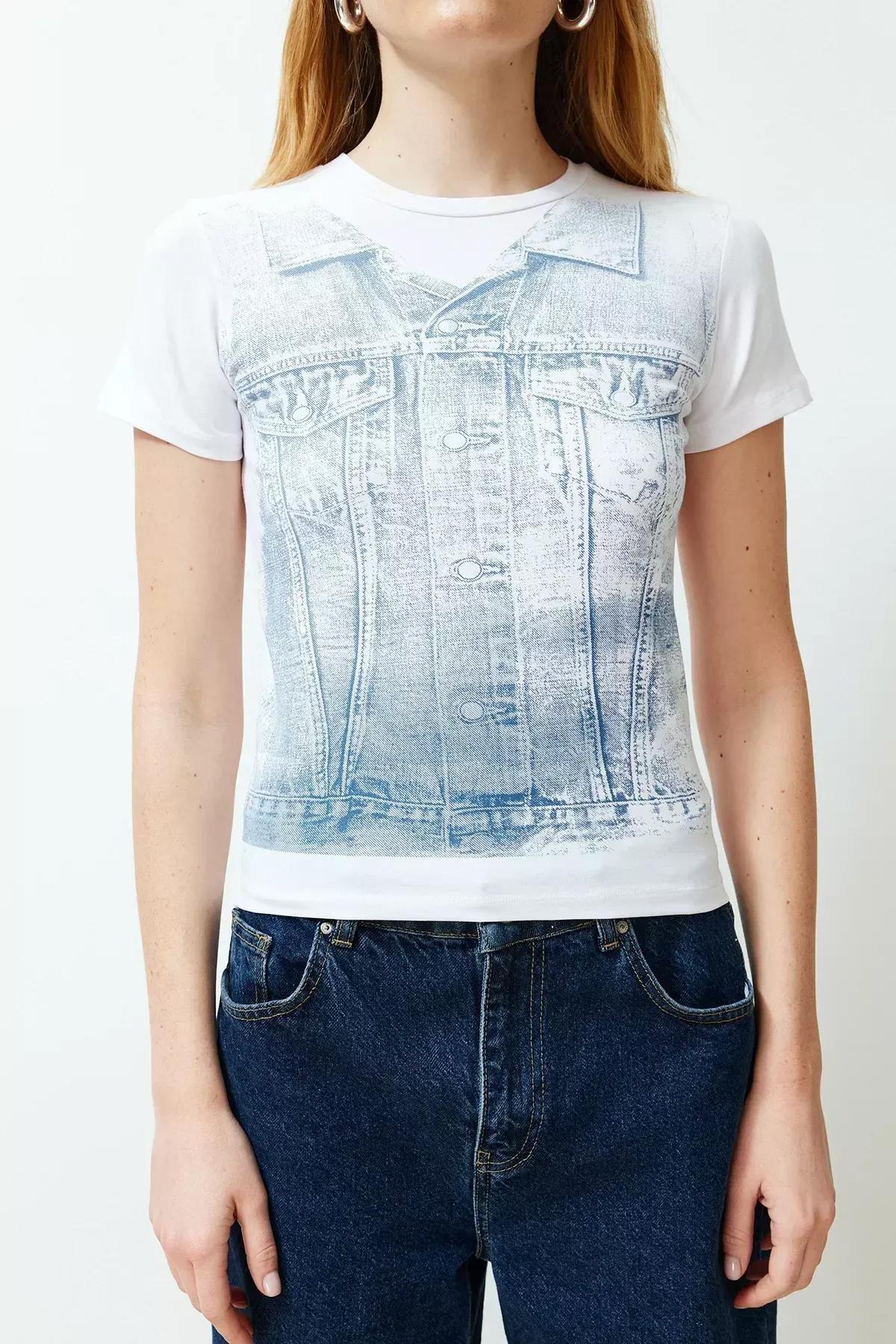 White Printed T-Shirt, White, large image number 3