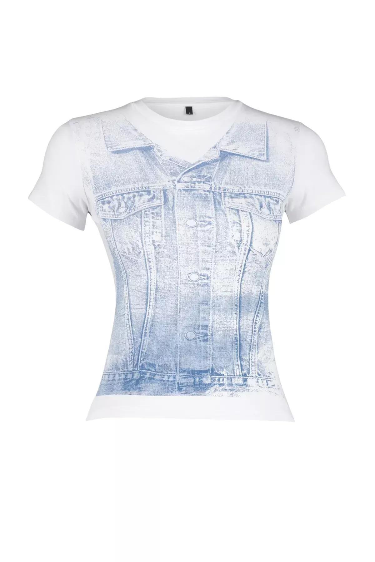 White Printed T-Shirt, White, large image number 5