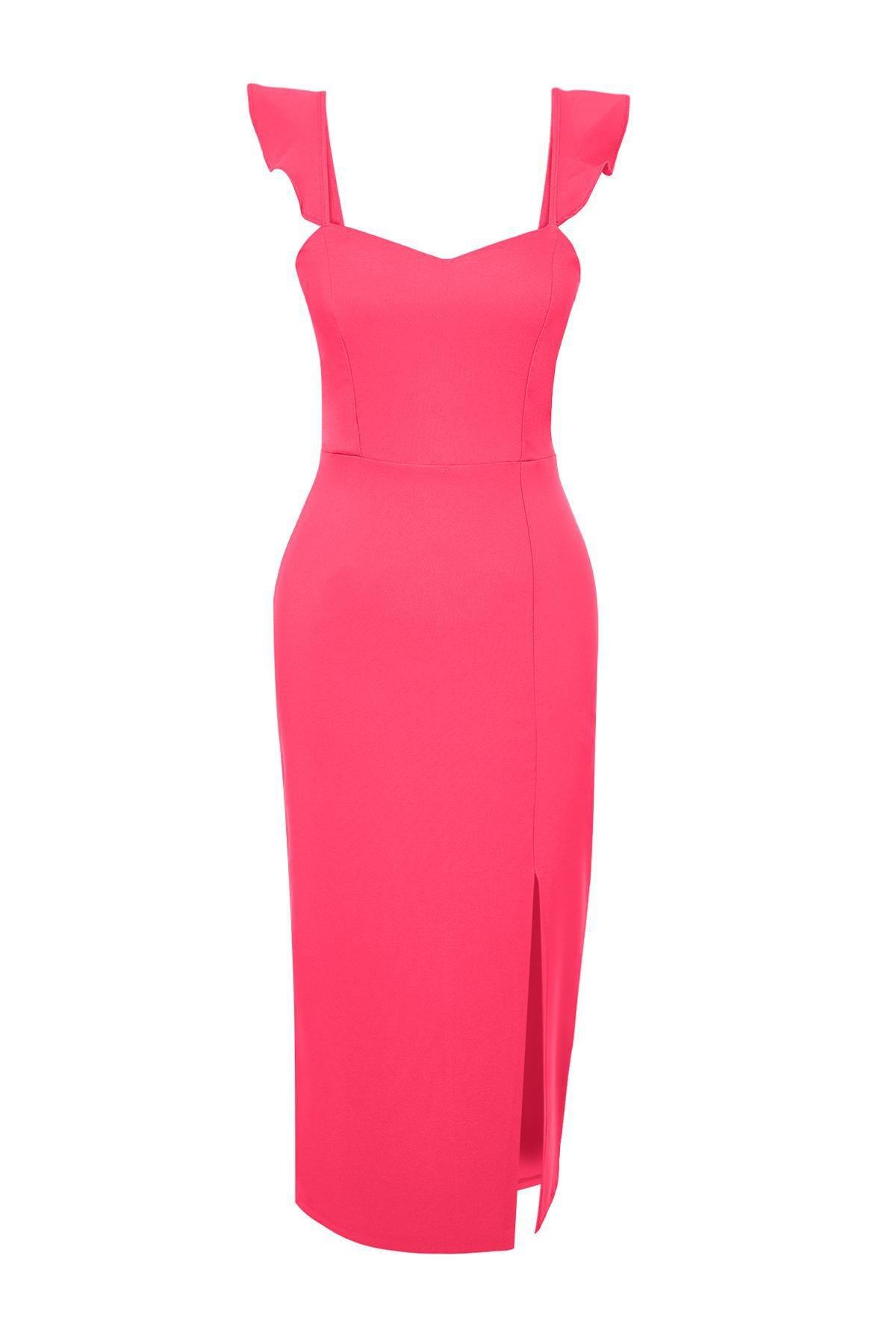 Pink Flounce Fitted Woven Dress, , large image number 1