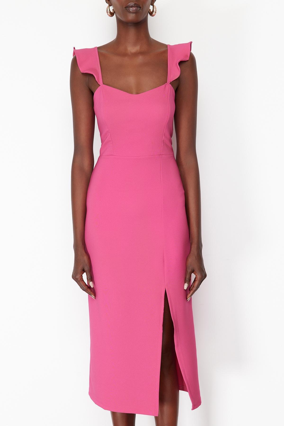Pink Flounce Fitted Woven Dress, , large image number 3