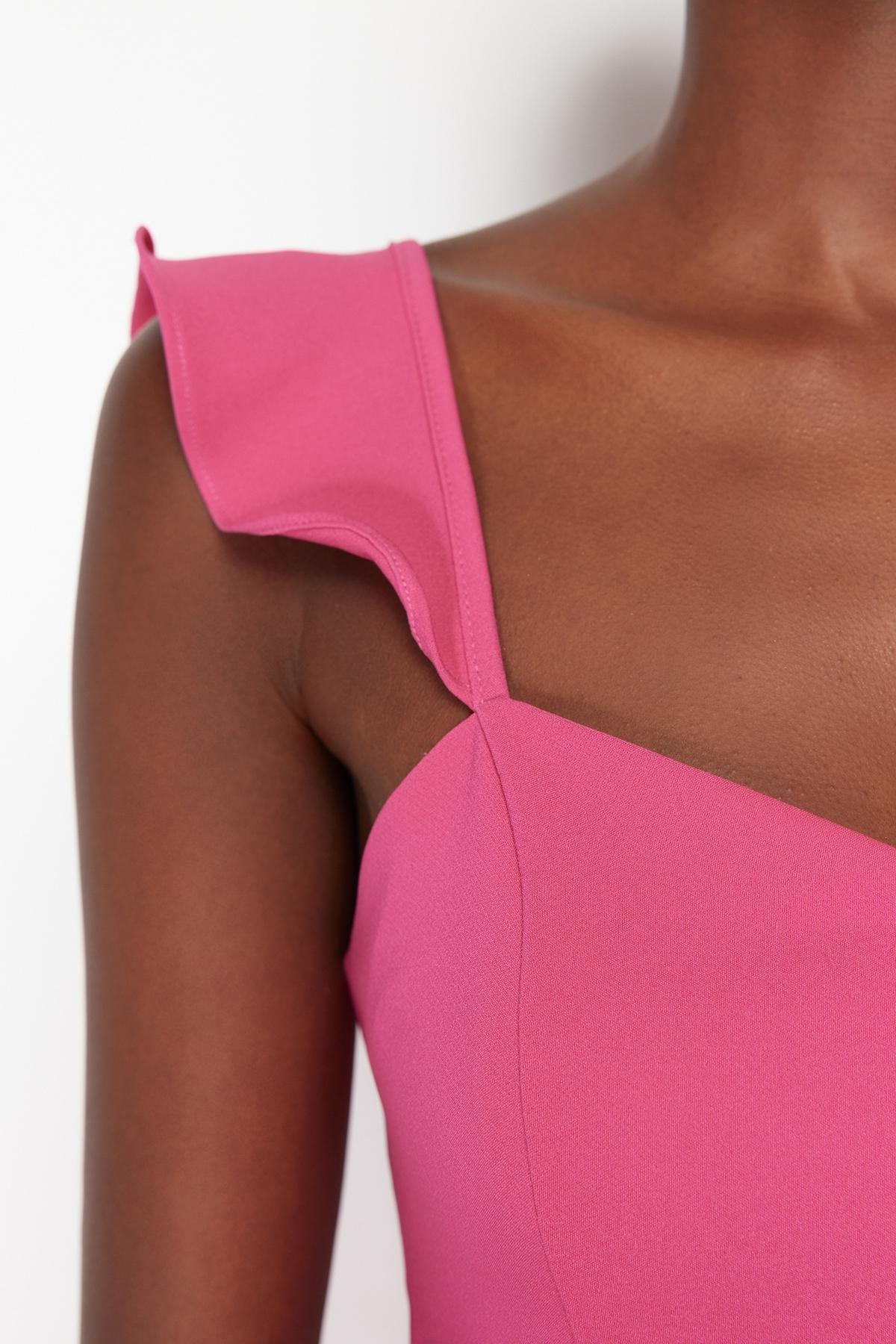 Pink Flounce Fitted Woven Dress, , large image number 4