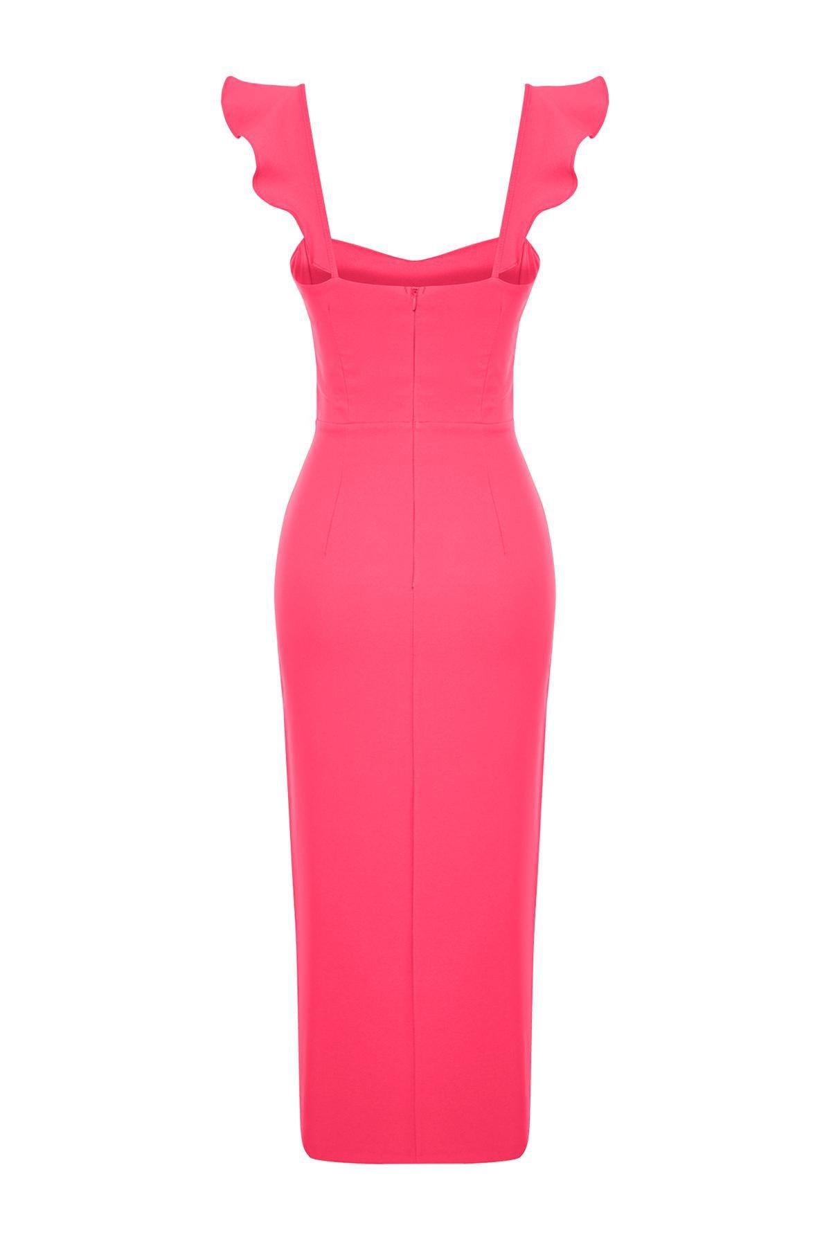 Pink Flounce Fitted Woven Dress, , large image number 6