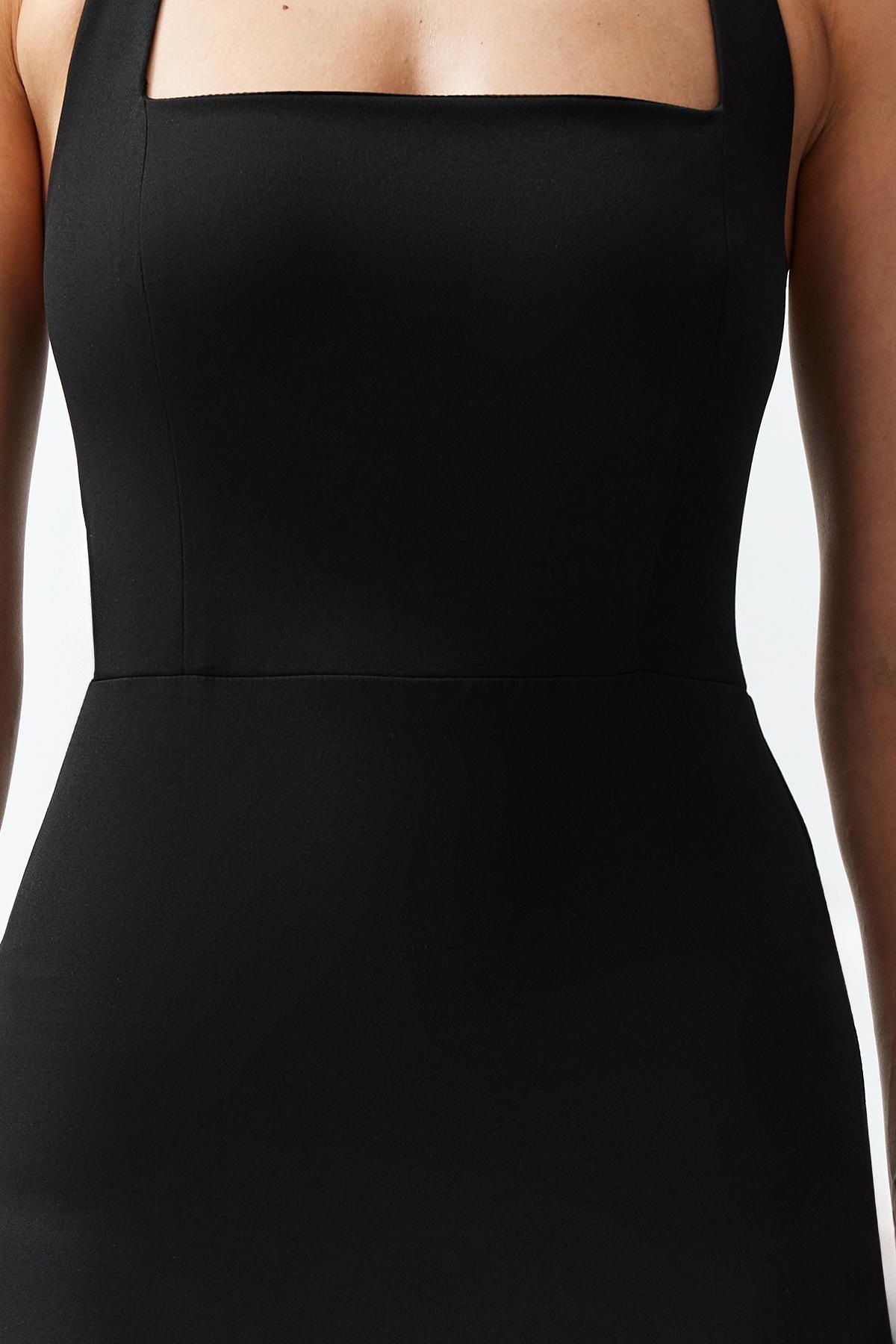 Black Fitted Woven Dress TPRSS24EL00136, , large image number 3