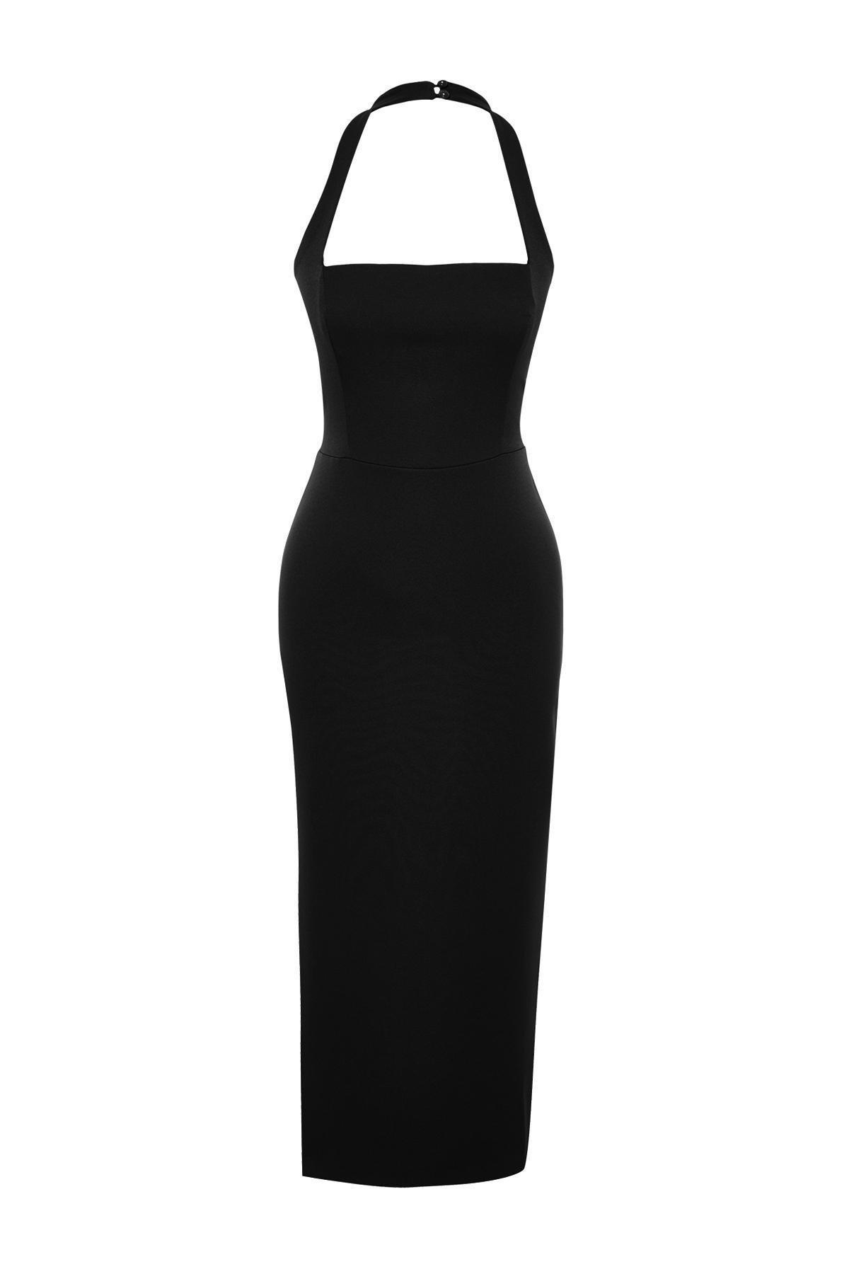 Black Fitted Woven Dress TPRSS24EL00136, , large image number 4