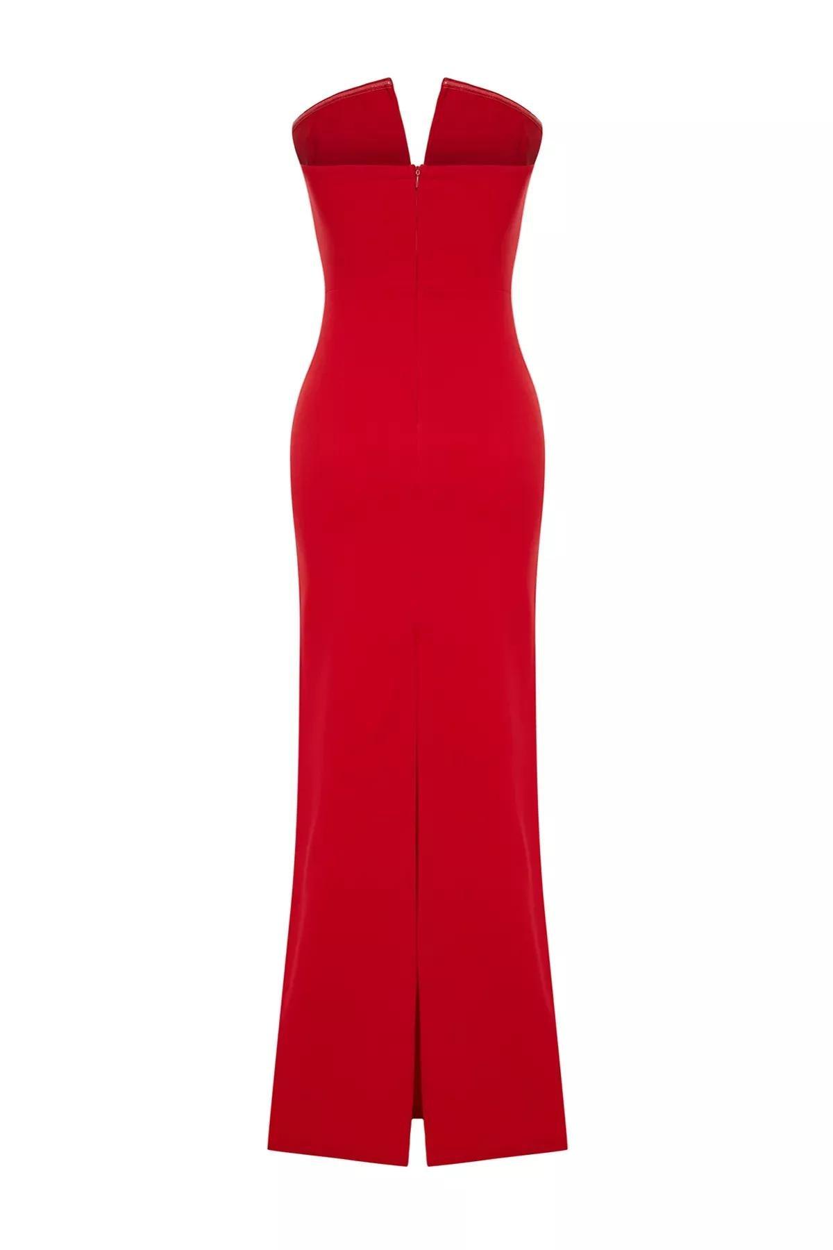 Red Detail Long Occasion Dress, C101_5690, large image number 7