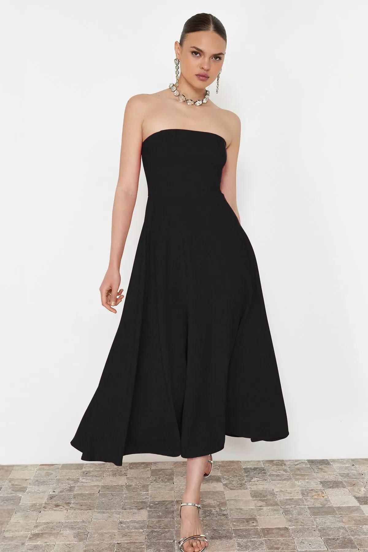 Black Strapless Evening Dress, , large image number 0