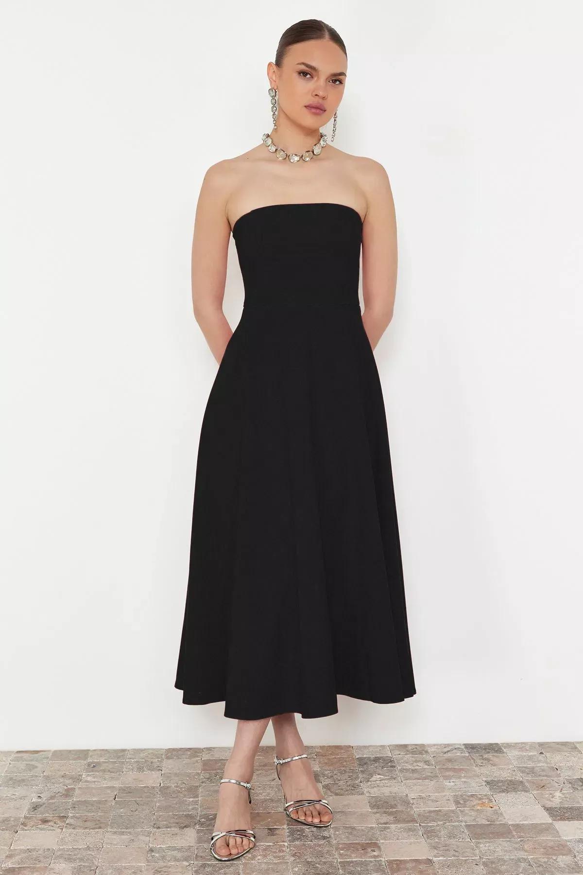 Black Strapless Evening Dress, , large image number 1