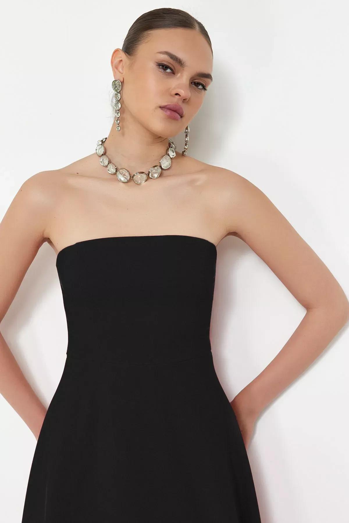 Black Strapless Evening Dress, , large image number 2