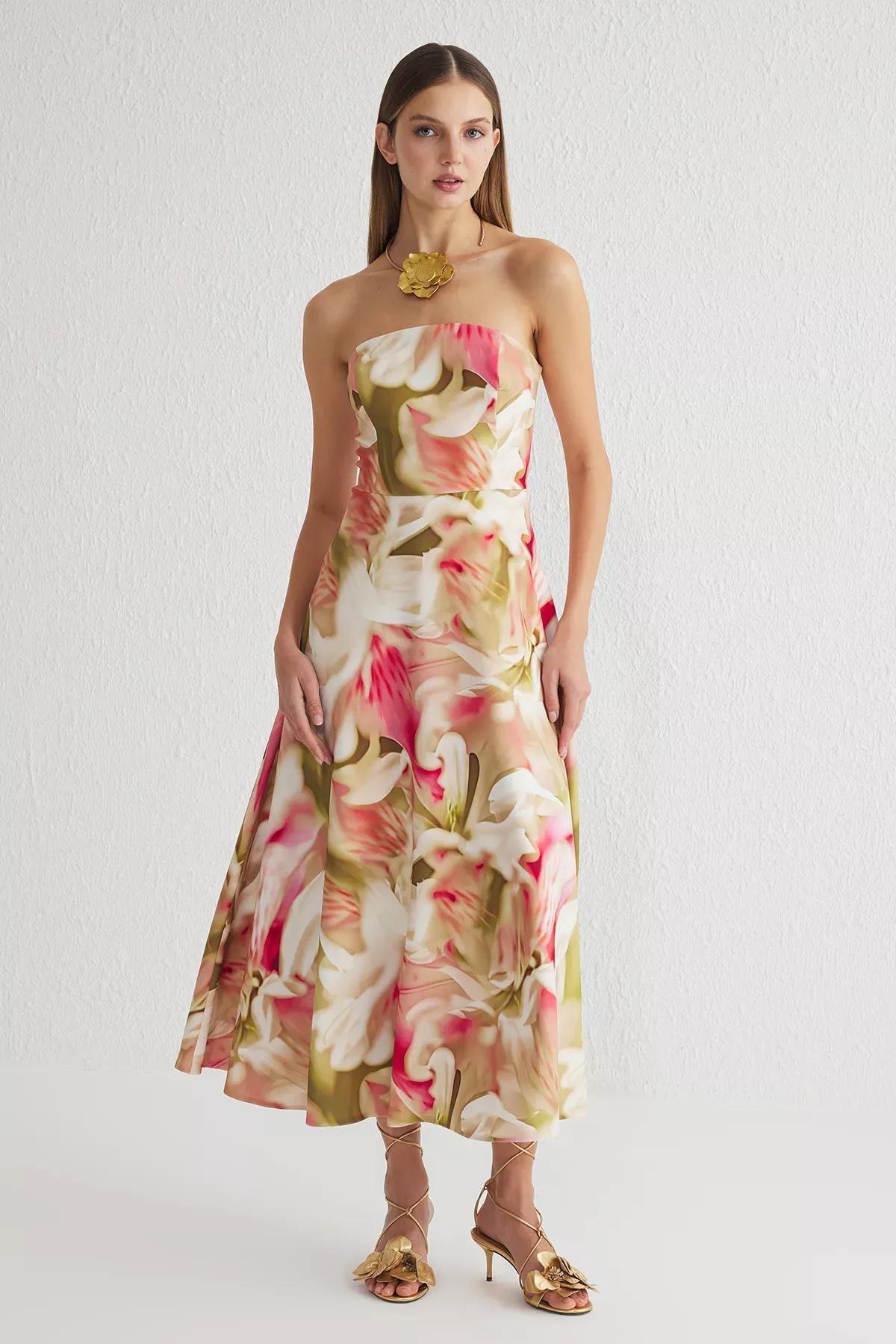 Multicolour A-Line Strapless Occasionwear Dress, , large image number 0