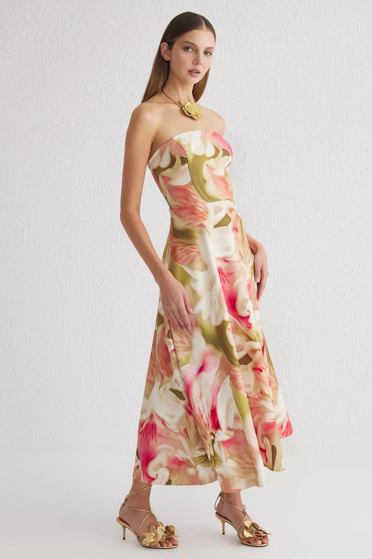 Multicolour A-Line Strapless Occasionwear Dress, , large image number 1