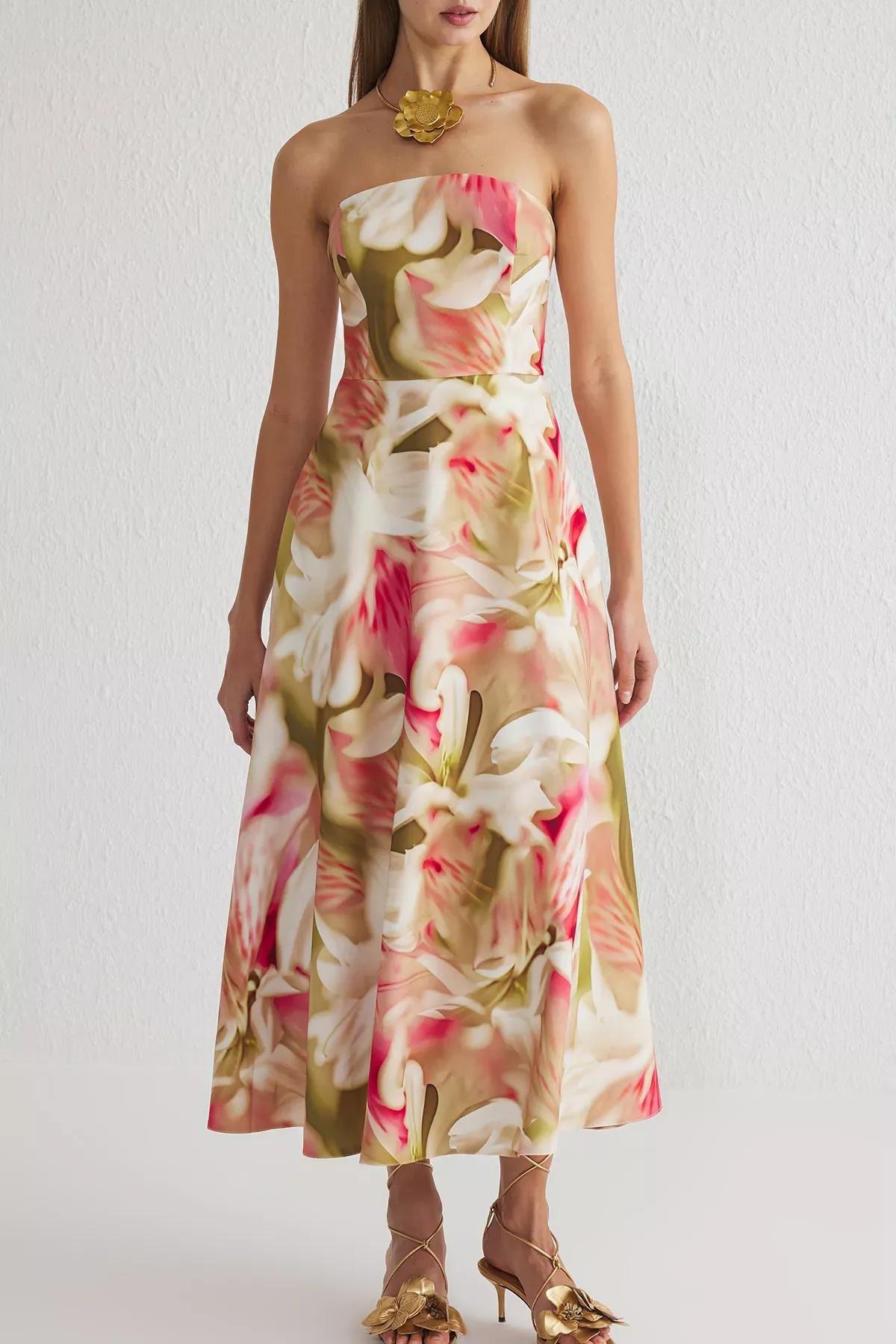 Multicolour A-Line Strapless Occasionwear Dress, , large image number 3