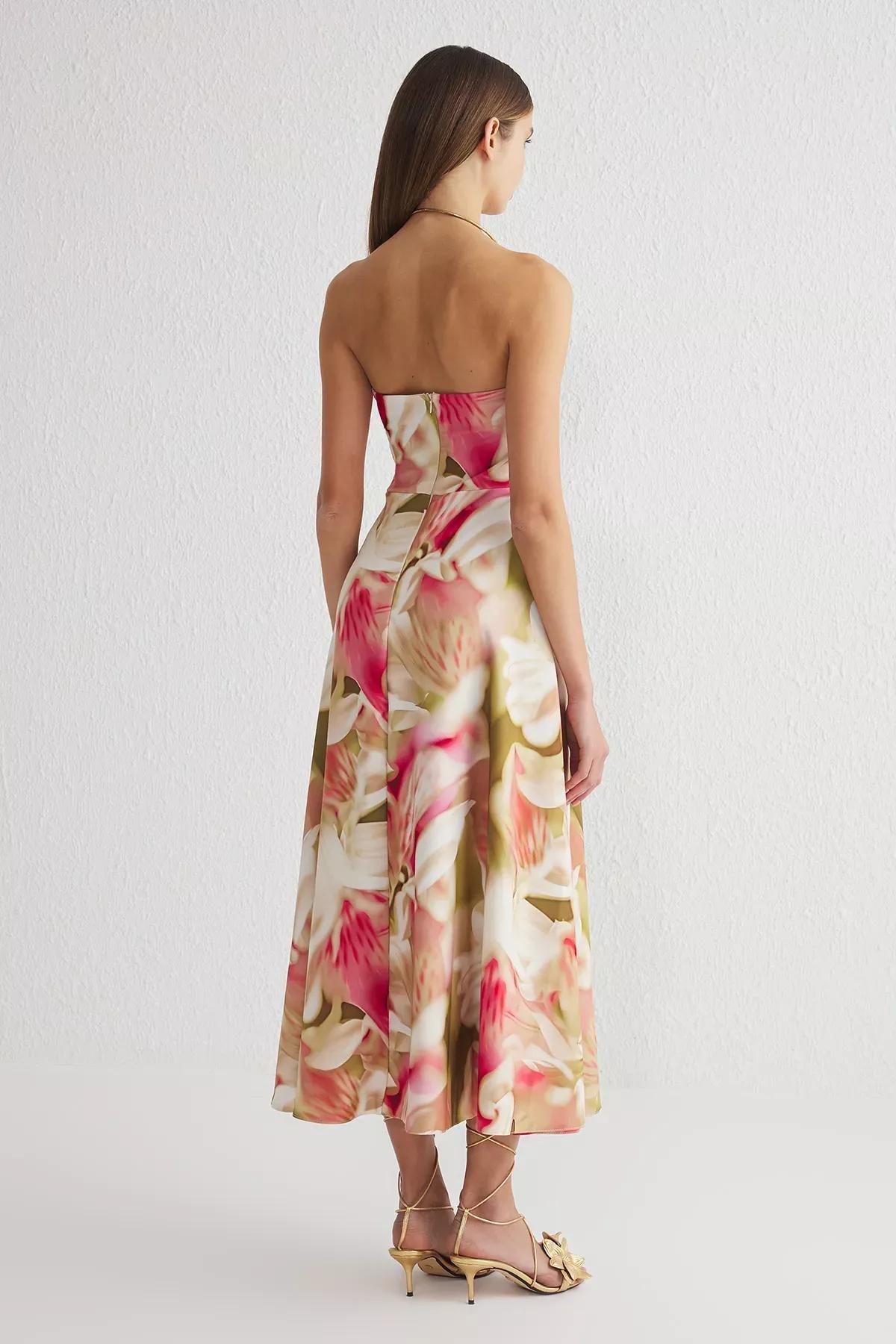 Multicolour A-Line Strapless Occasionwear Dress, , large image number 4