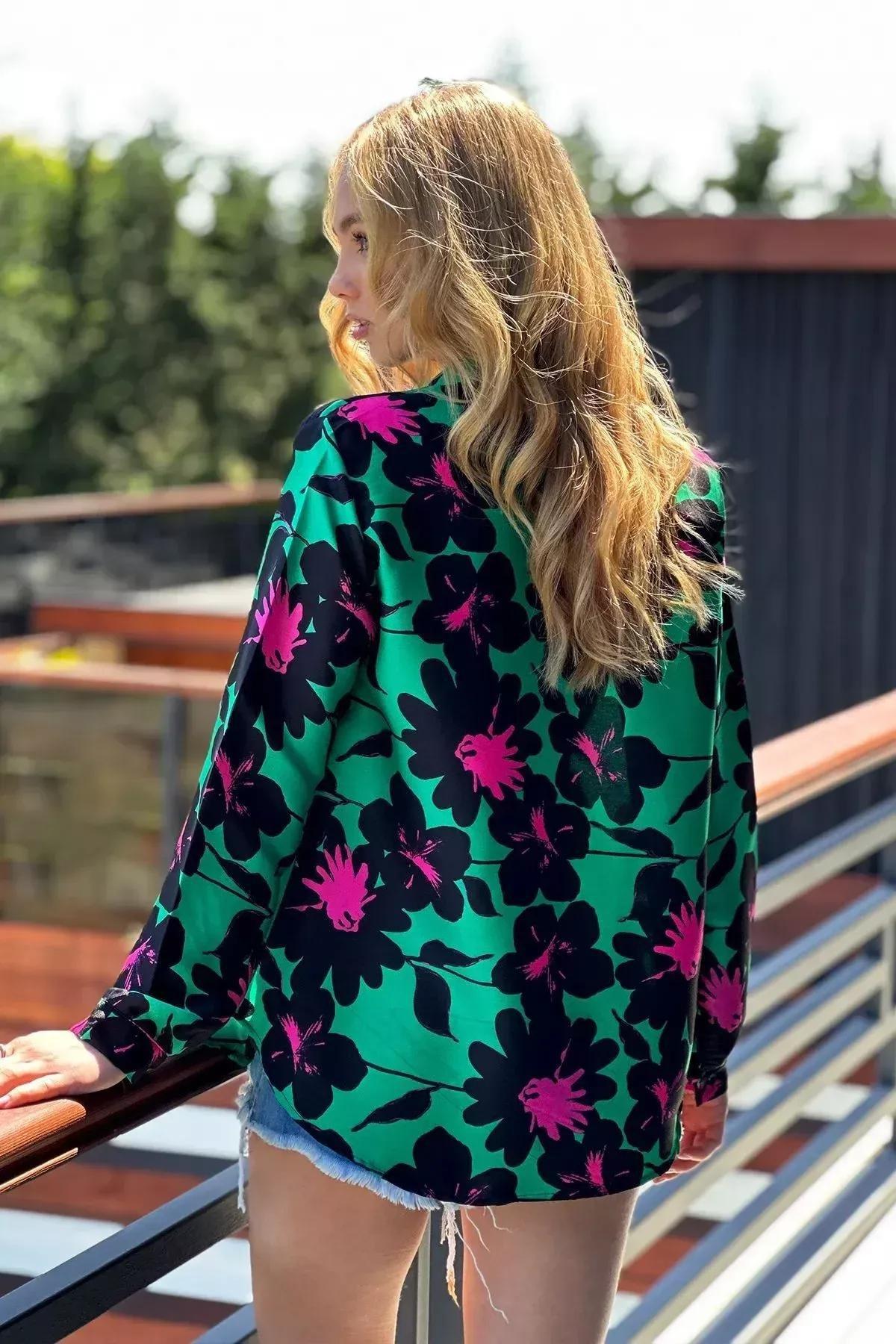 Green Patterned Woven Shirt, , large image number 3