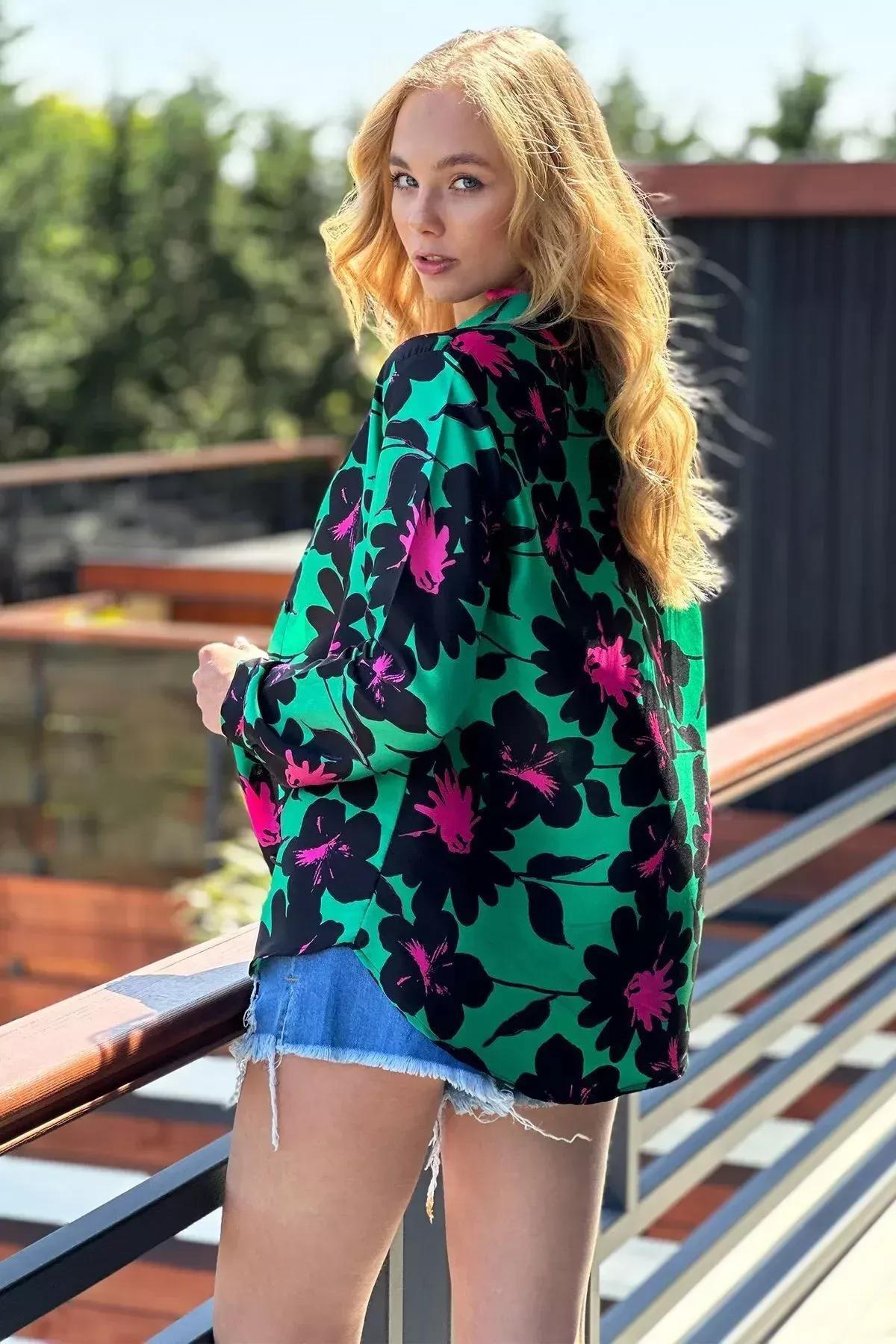 Green Patterned Woven Shirt, Green, large image number 4