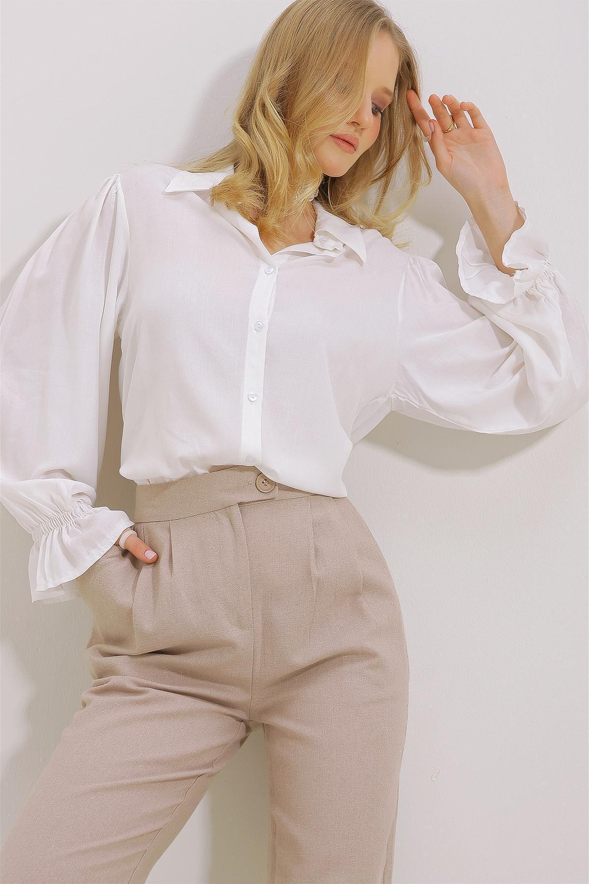 Ecru Flounced Shirt, Ecru, large image number 3