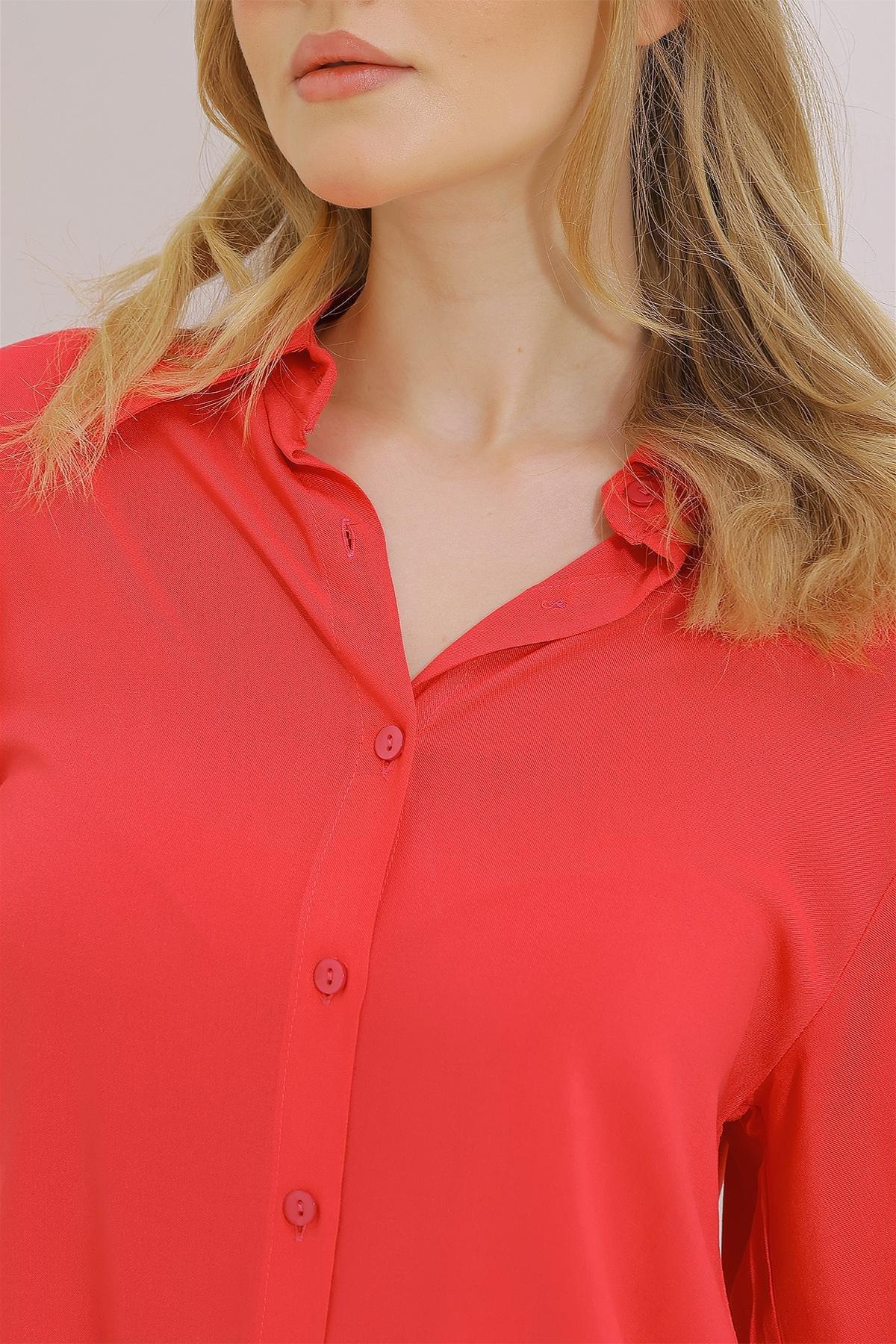 Womens Fuchsia Flounce Sleeves Viscon Woven Shirt ALC-X11431, single, , large image number 4