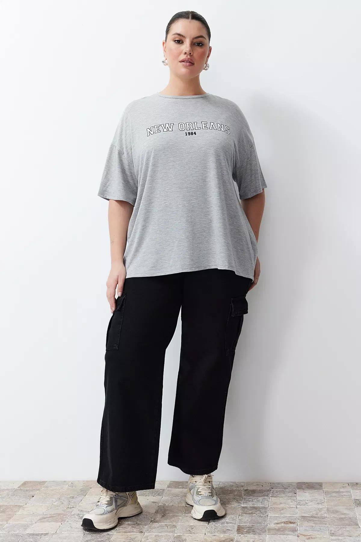 Grey Oversize Printed T-Shirt, C101_1656, large image number 0