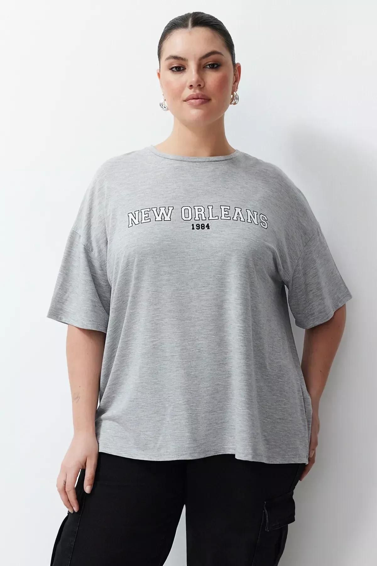 Grey Oversize Printed T-Shirt, C101_1656, large image number 2
