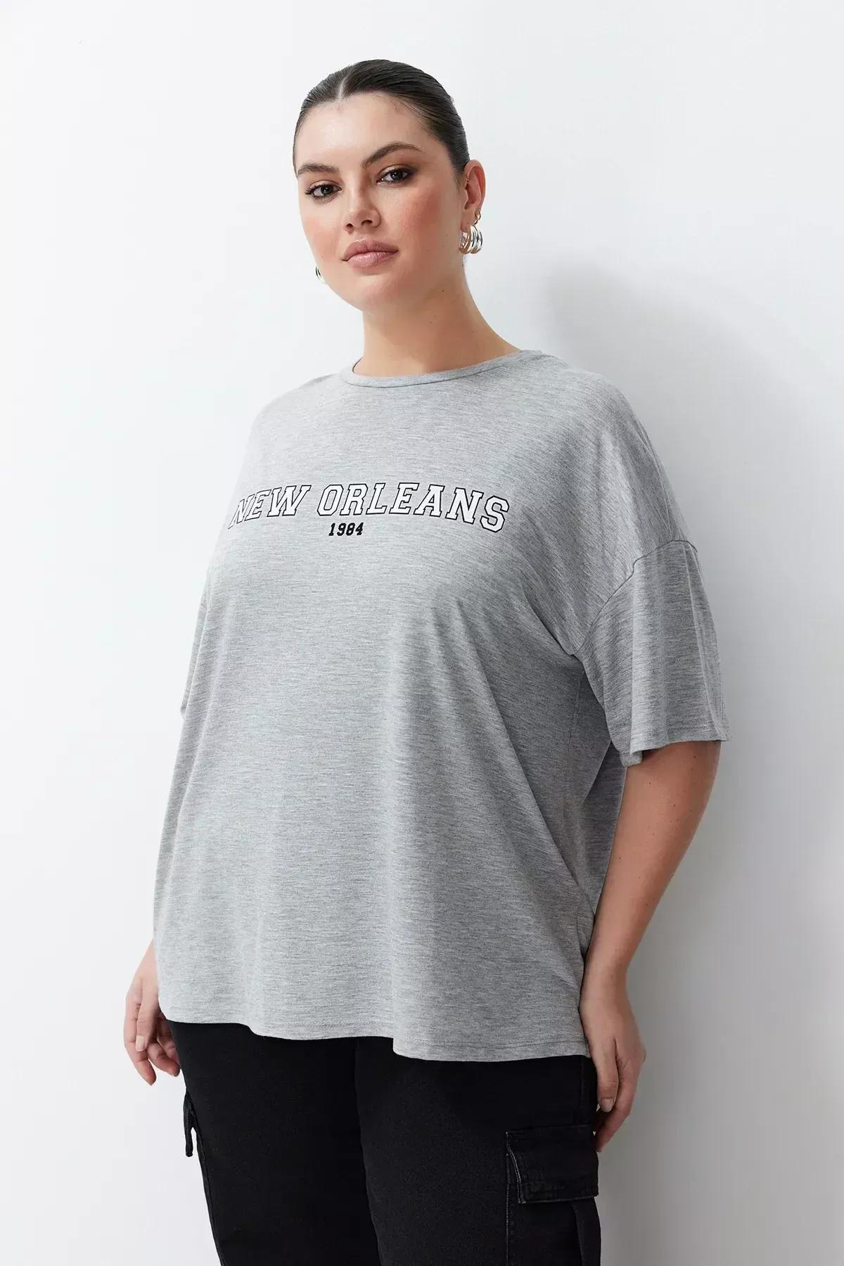 Grey Oversize Printed T-Shirt, C101_1656, large image number 3
