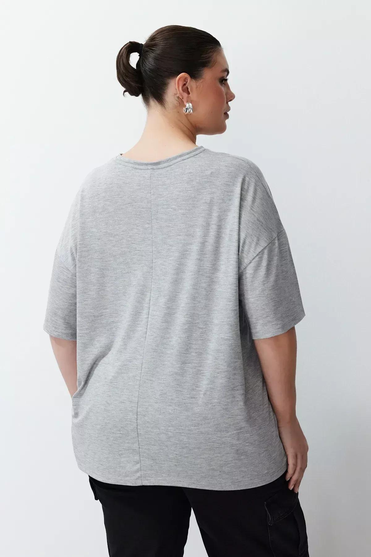 Grey Oversize Printed T-Shirt, C101_1656, large image number 6