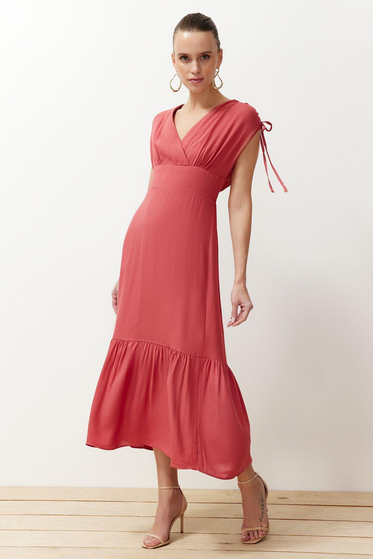 Pink Frills Ruffle Maxi Dress, Dried rose, large image number 0