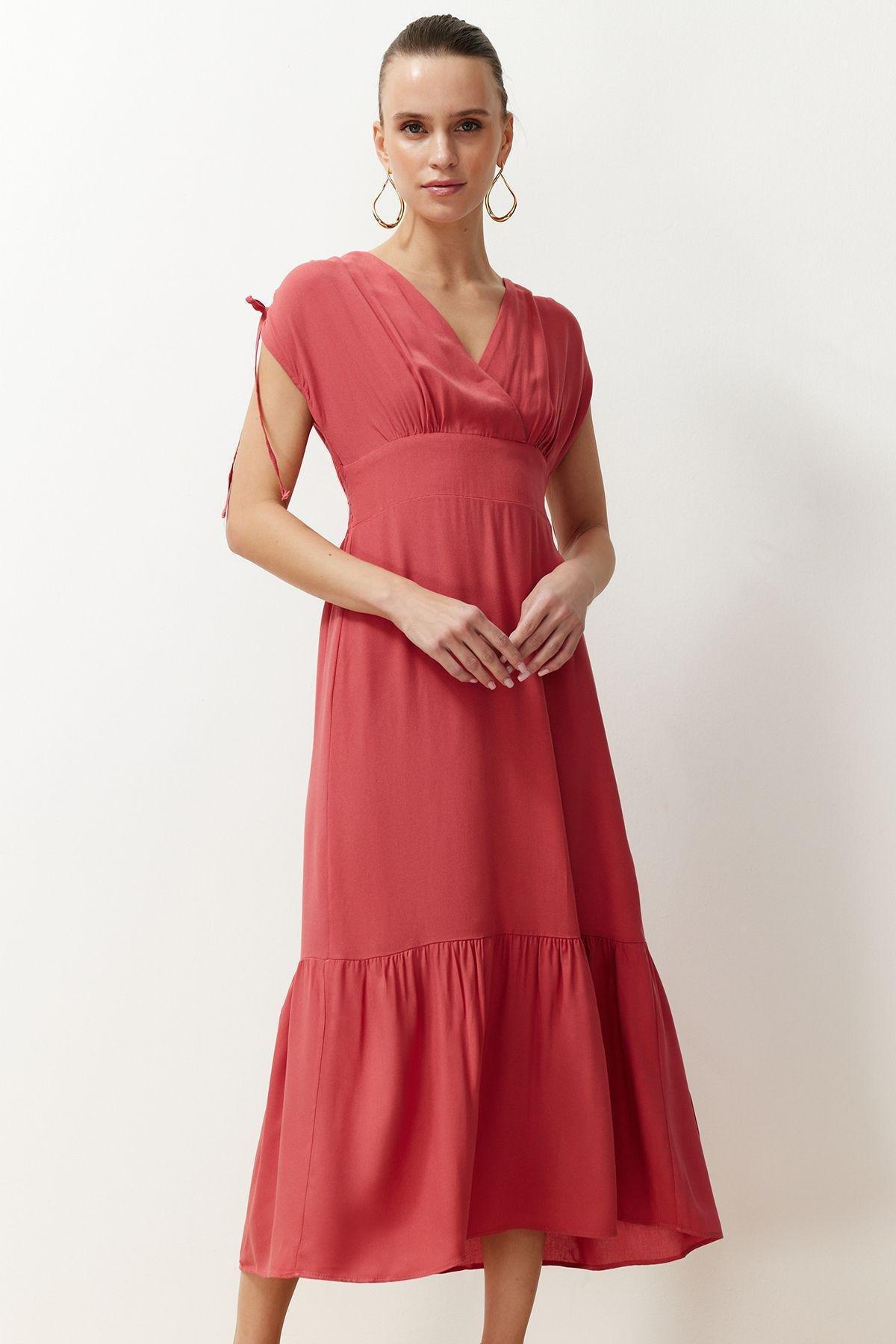 Pink Frills Ruffle Maxi Dress, Dried rose, large image number 1