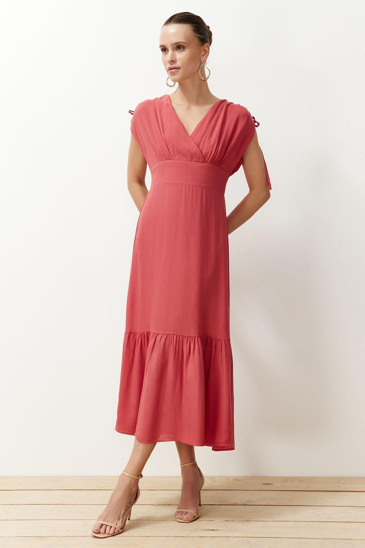 Pink Frills Ruffle Maxi Dress, Dried rose, large image number 2