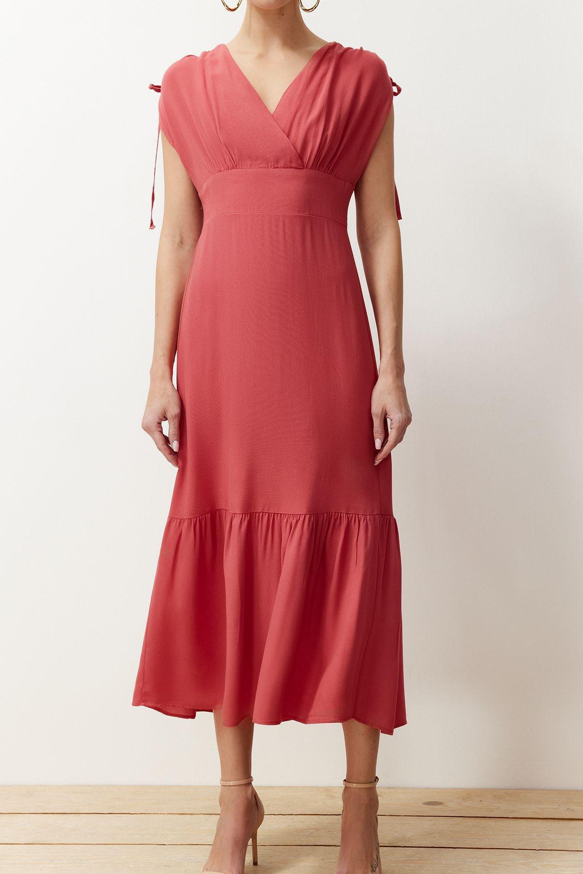 Pink Frills Ruffle Maxi Dress, Dried rose, large image number 4