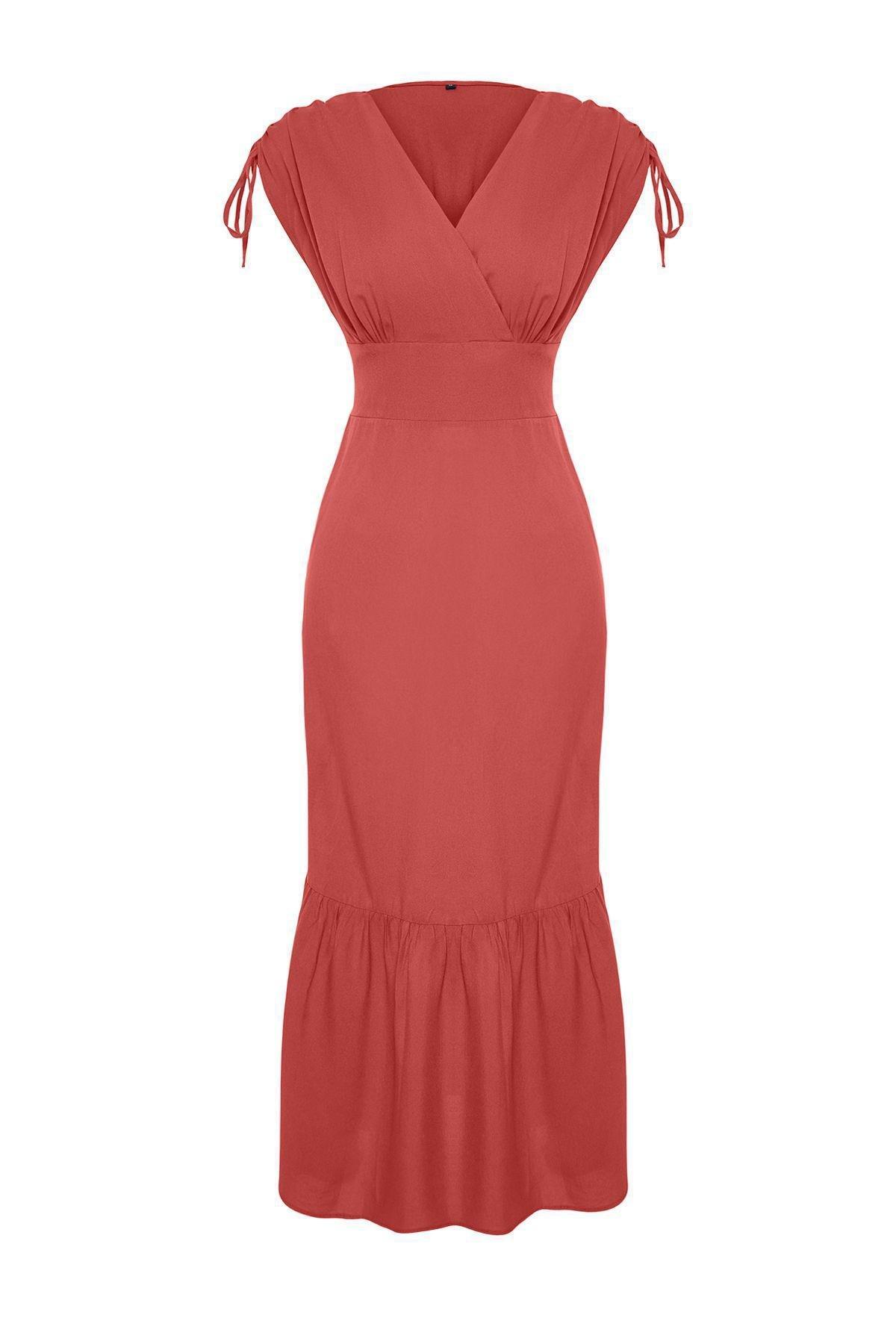 Pink Frills Ruffle Maxi Dress, Dried rose, large image number 5