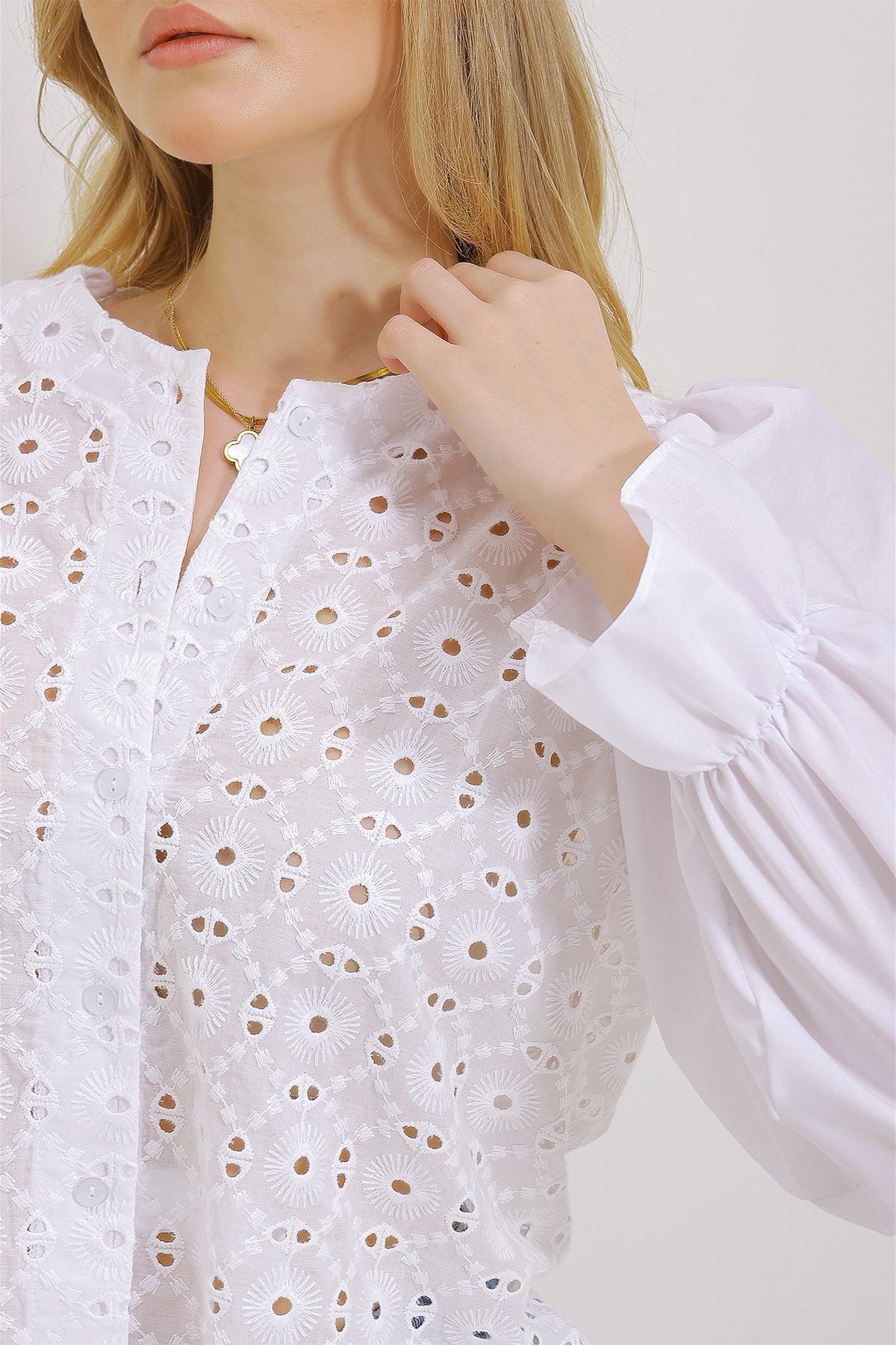 White Flounced Shirt, , large image number 2