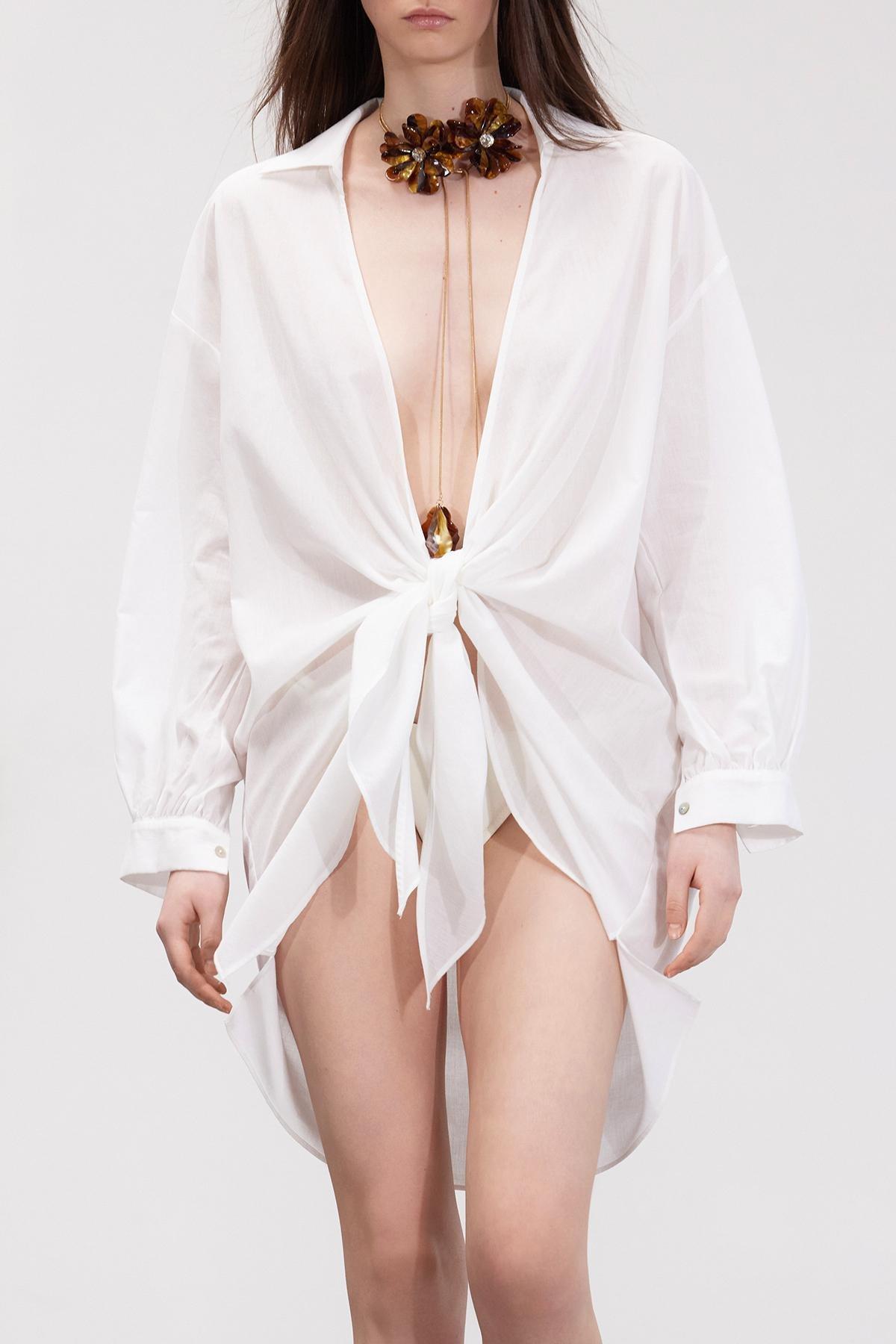 Limited Edition White Mini Woven Kimono & Kaftan TBESS24KM00038, C101_5696, large image number 1