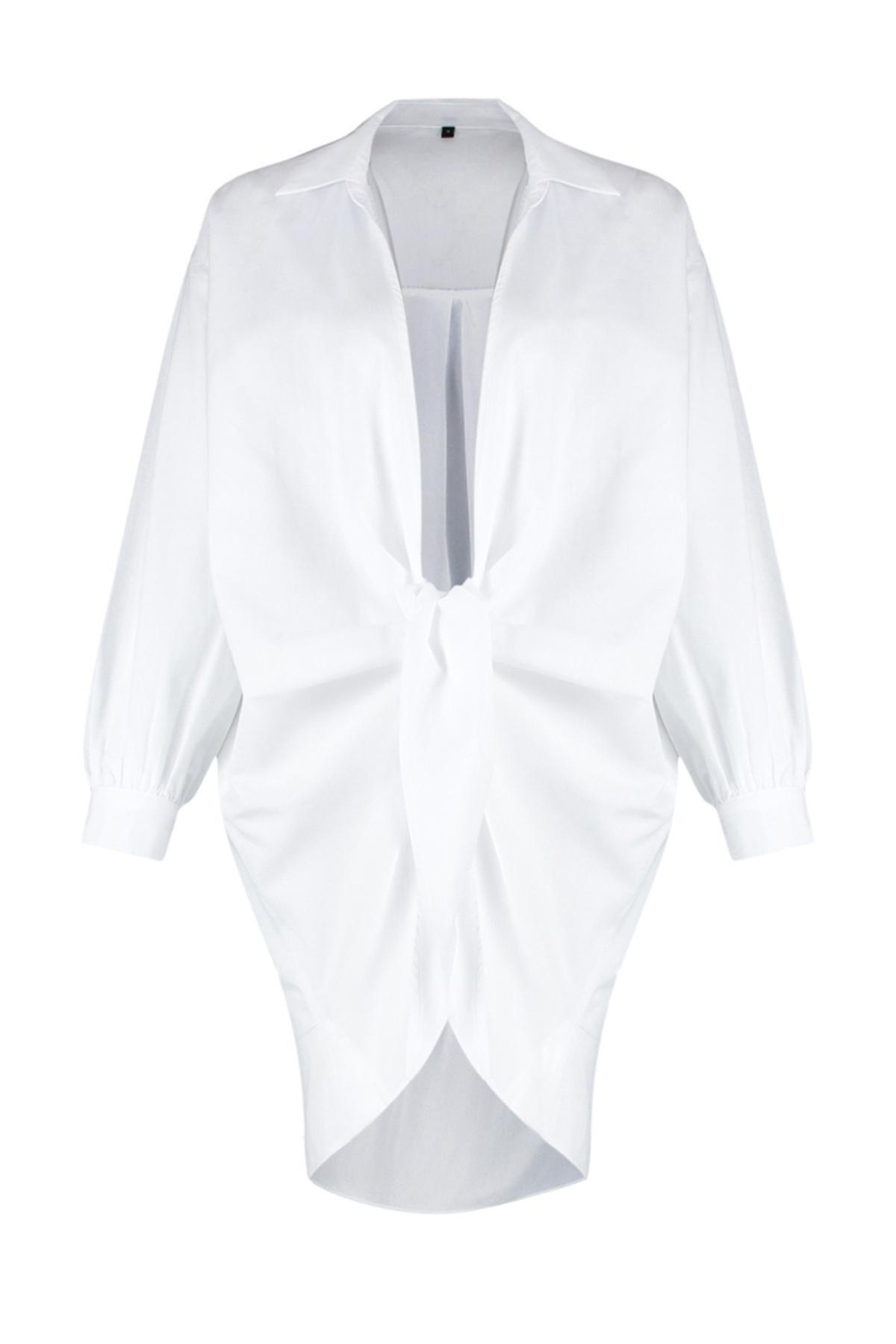 Limited Edition White Mini Woven Kimono & Kaftan TBESS24KM00038, C101_5696, large image number 3