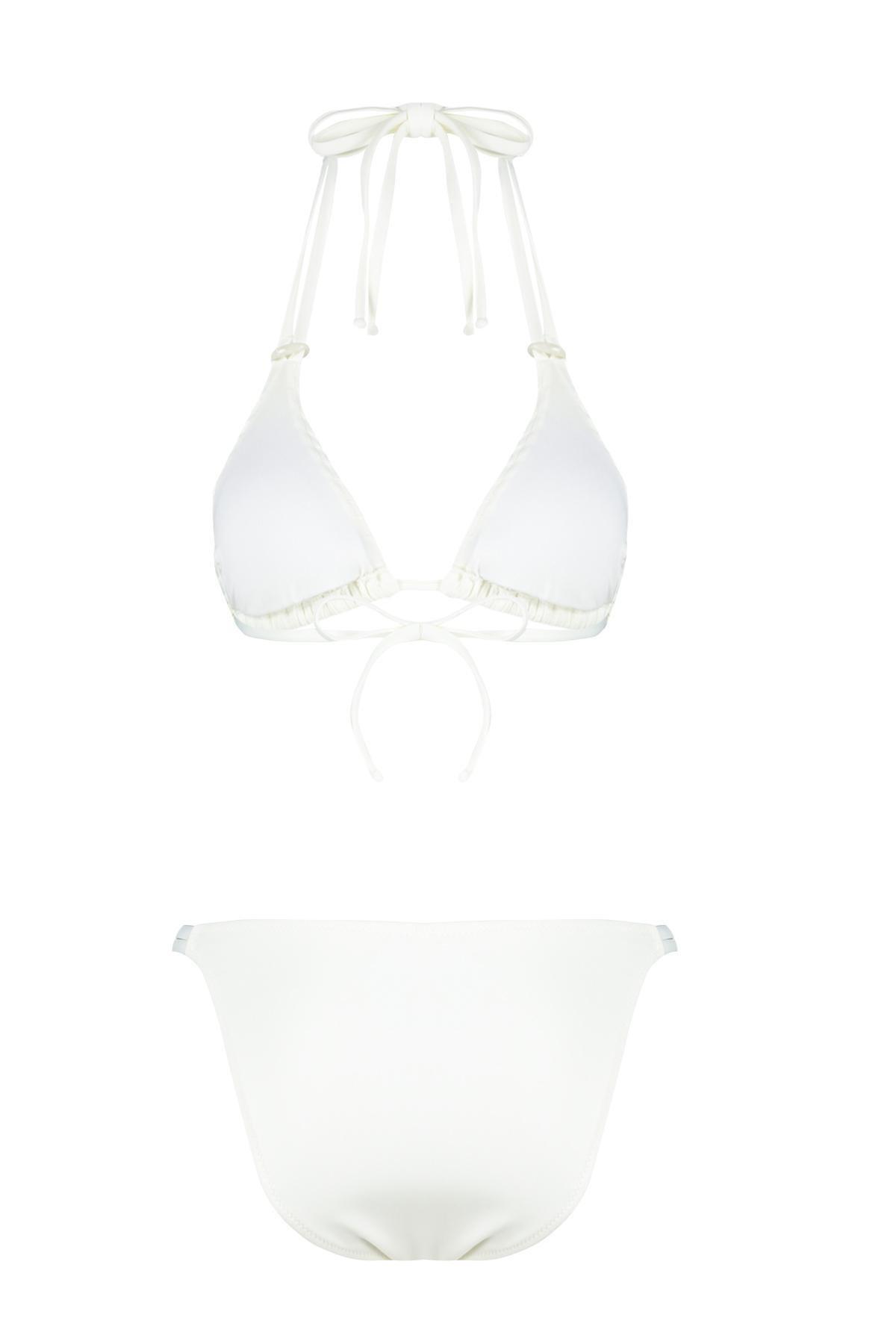 Limited Edition Ecru Triangle Accessory High Leg Regular Bikini Set TBESS24BT00139, C101_1635, large image number 2