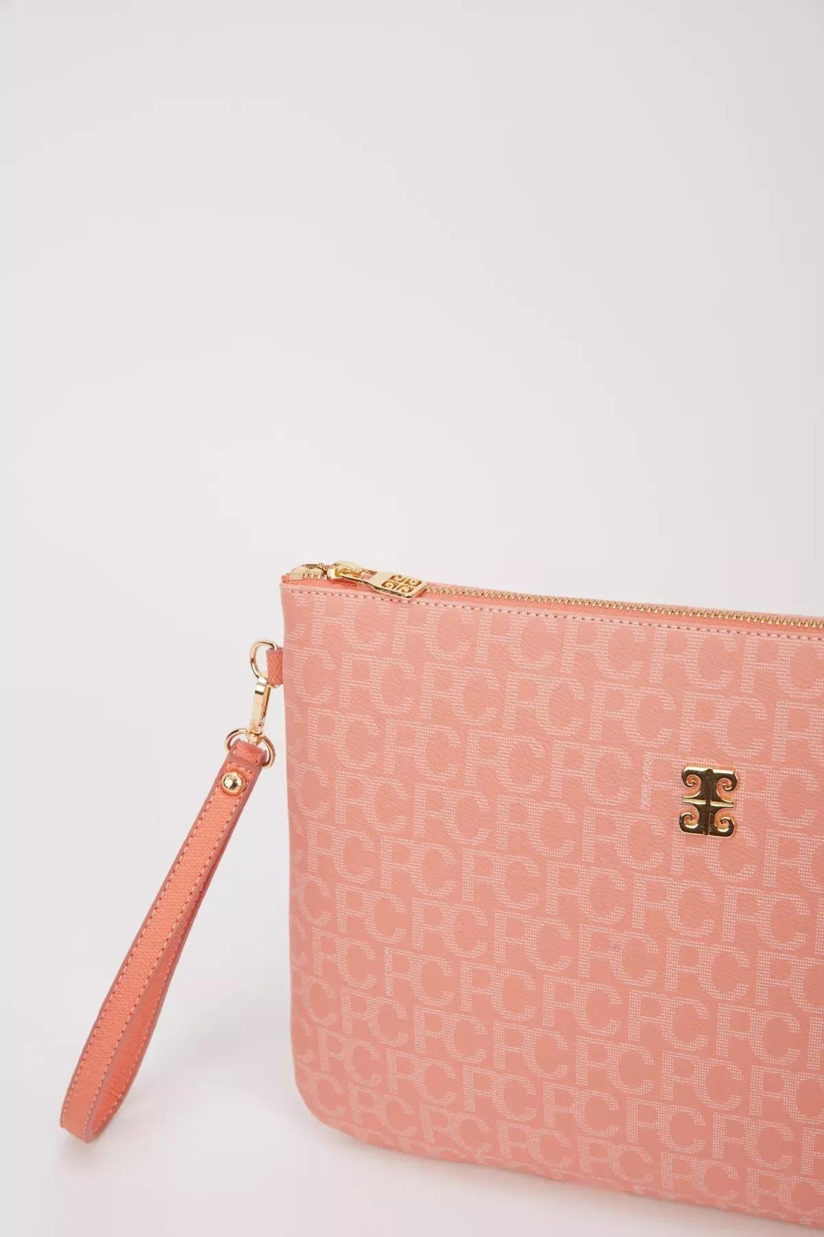 Pink Detailed Clutch Bag, Coral, large image number 2