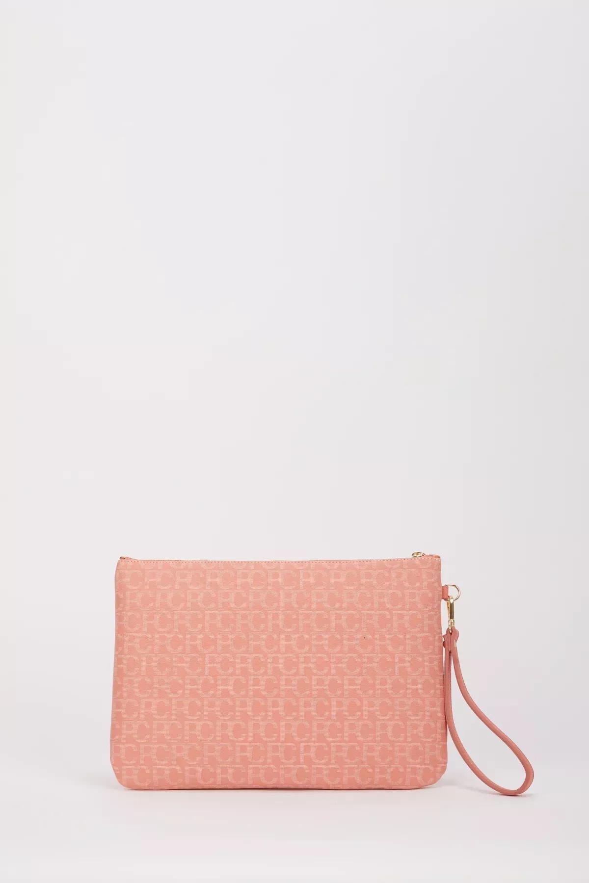 Pink Detailed Clutch Bag, Coral, large image number 4