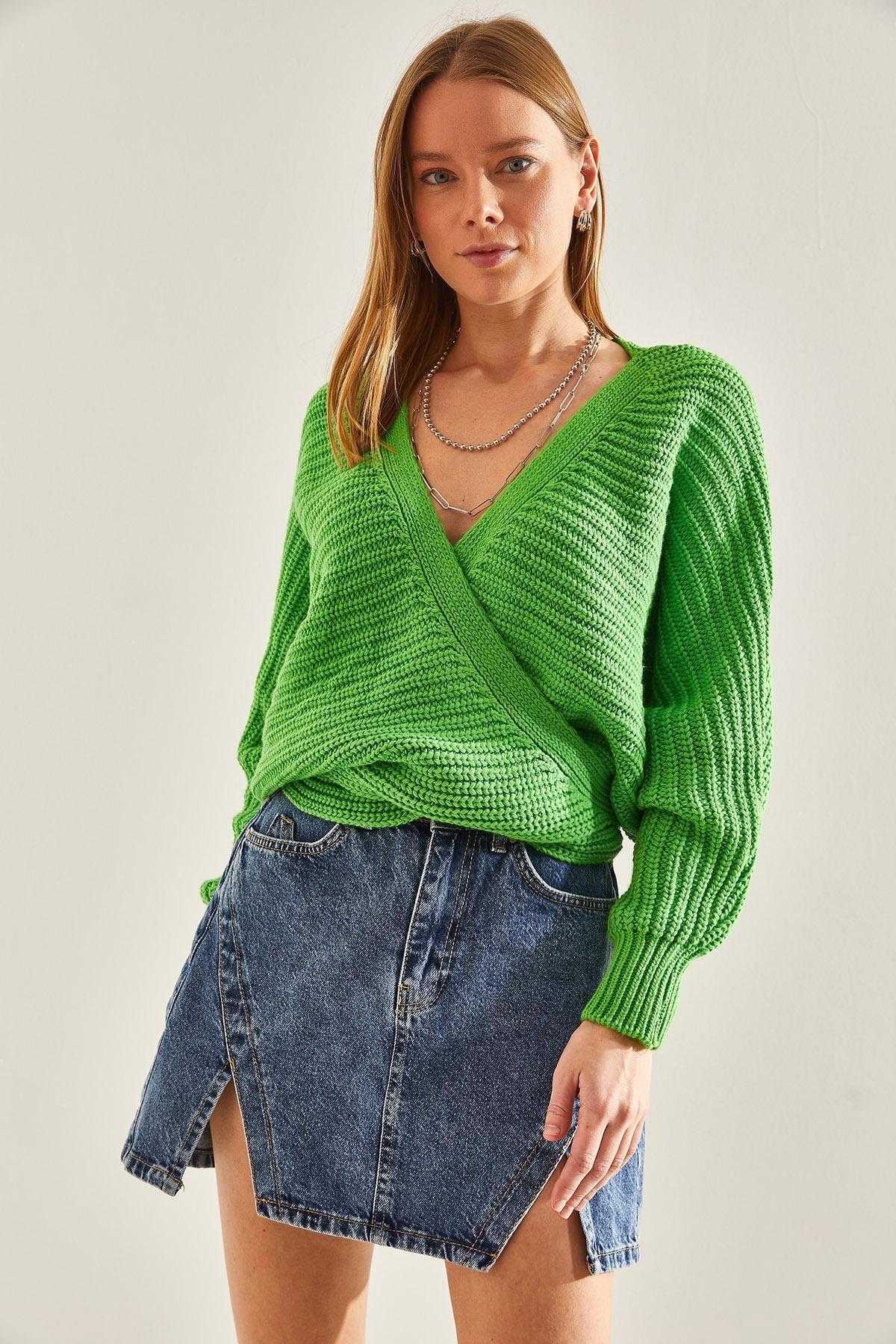 Green Detailed Knitted Cardigan, C101_2444, large image number 3