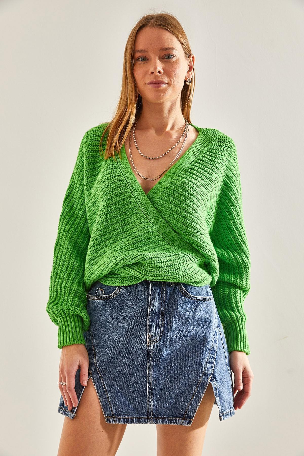 Green Detailed Knitted Cardigan, C101_2444, large image number 4