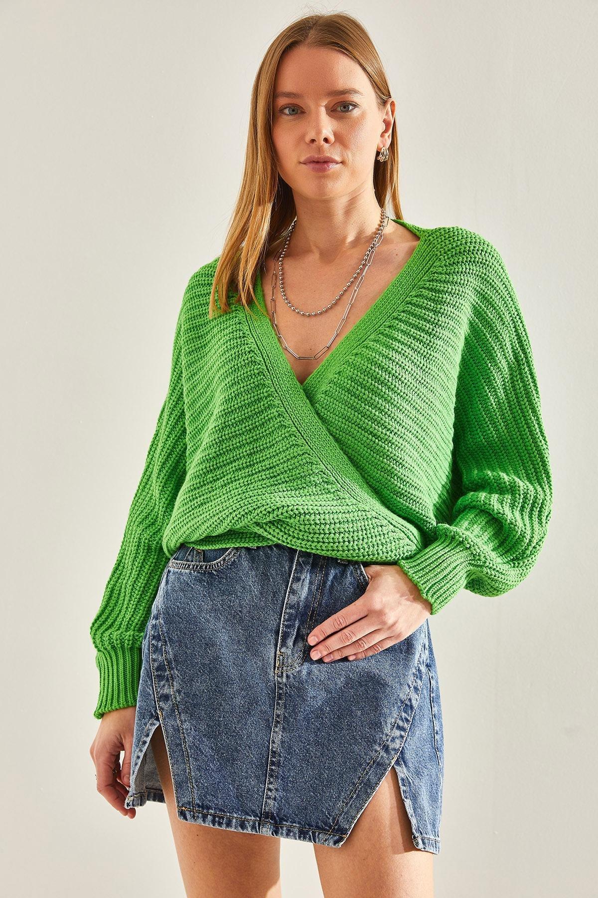 Green Detailed Knitted Cardigan, C101_2444, large image number 5