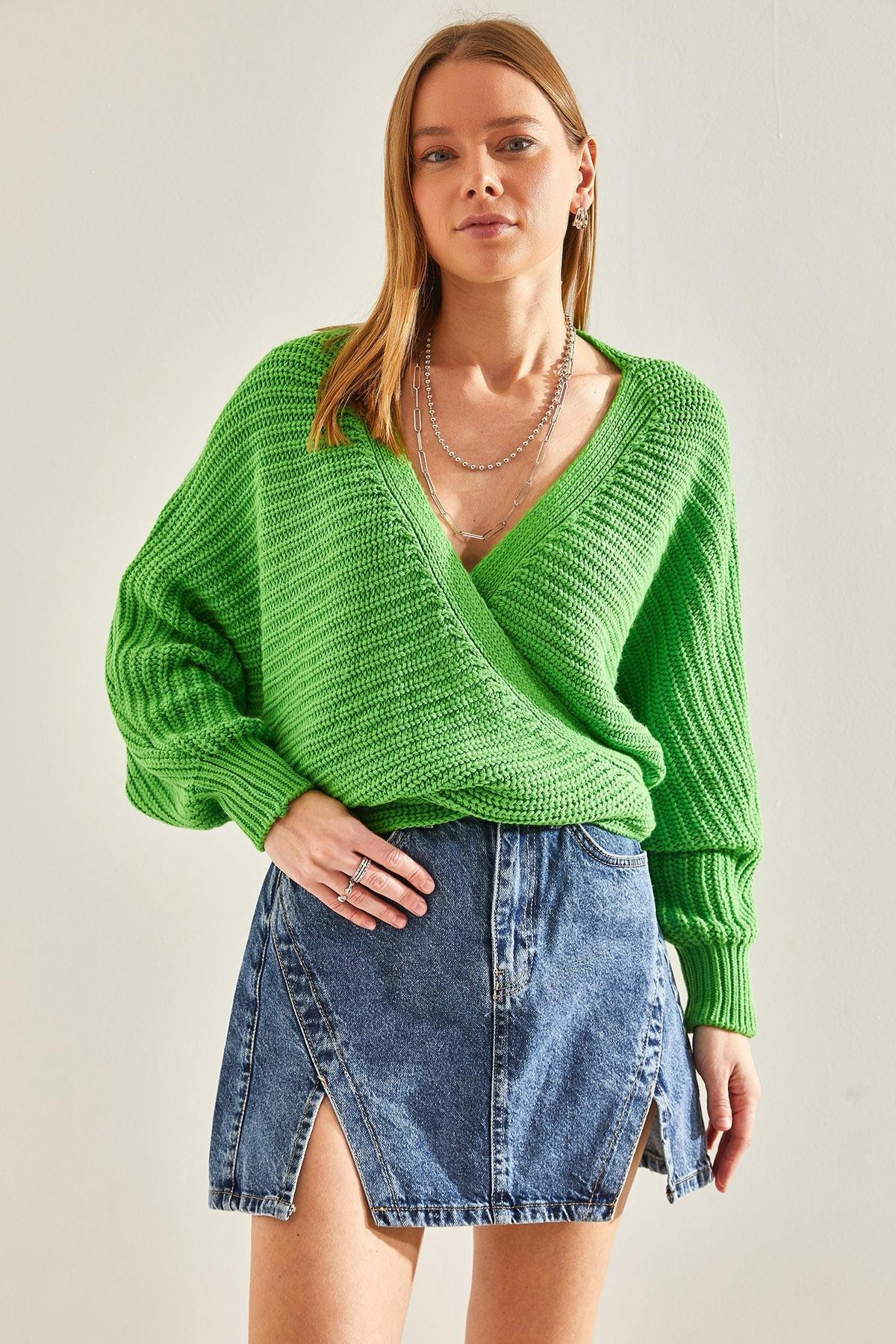 Green Detailed Knitted Cardigan, C101_2444, large image number 6