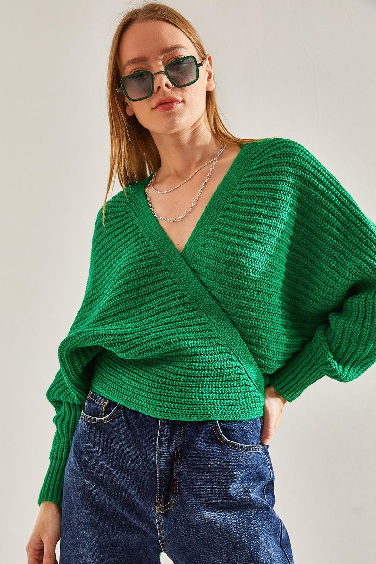 Green Detailed Knitted Cardigan, Green, large image number 0