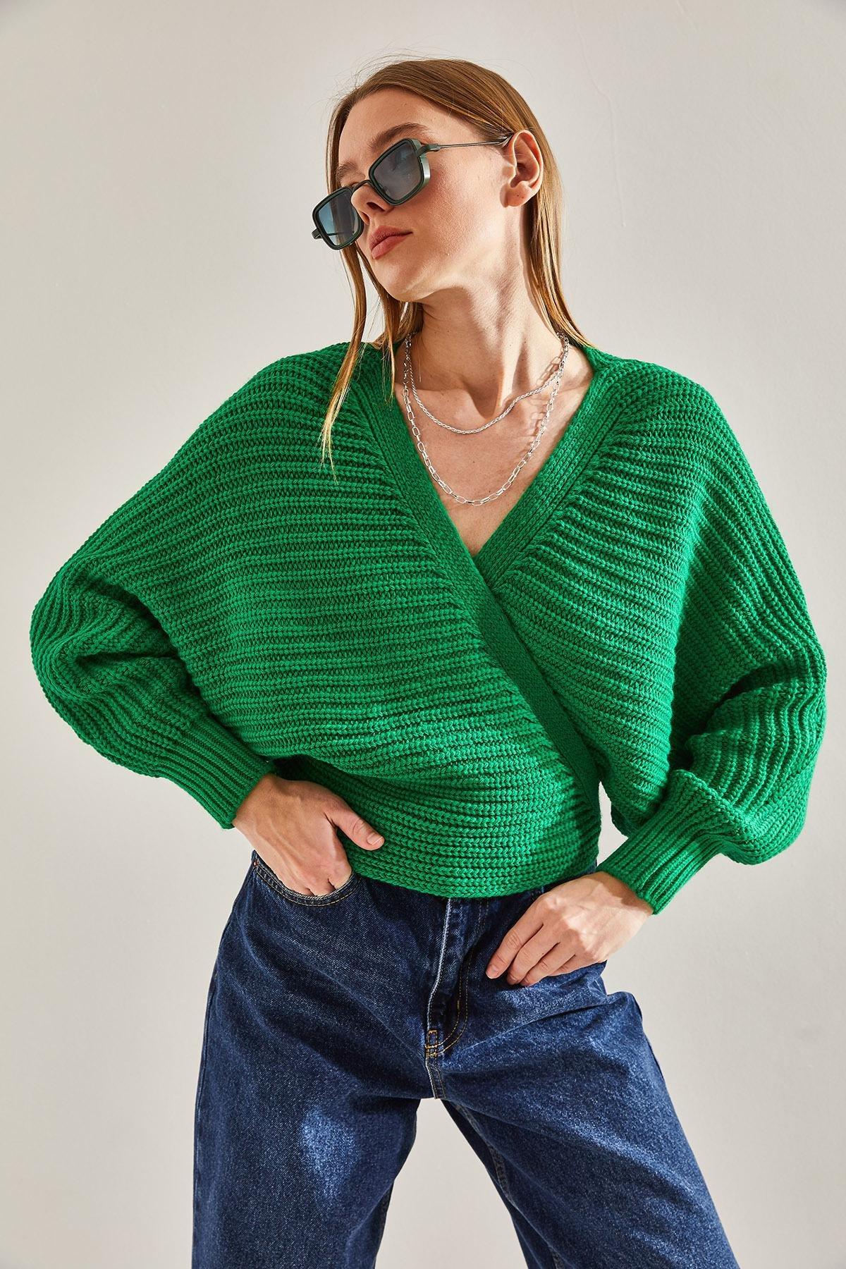 Green Detailed Knitted Cardigan, Green, large image number 2
