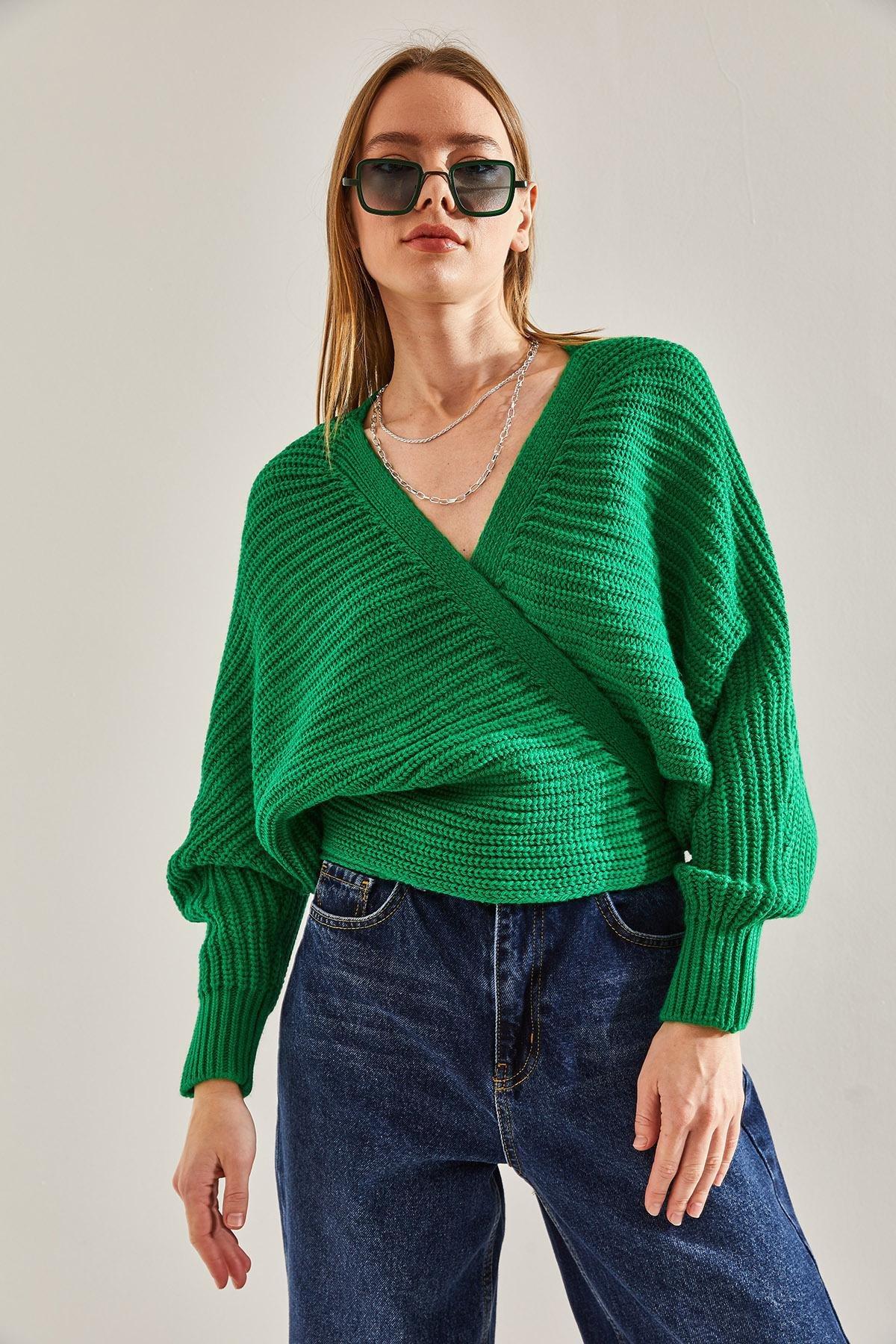 Green Detailed Knitted Cardigan, Green, large image number 4