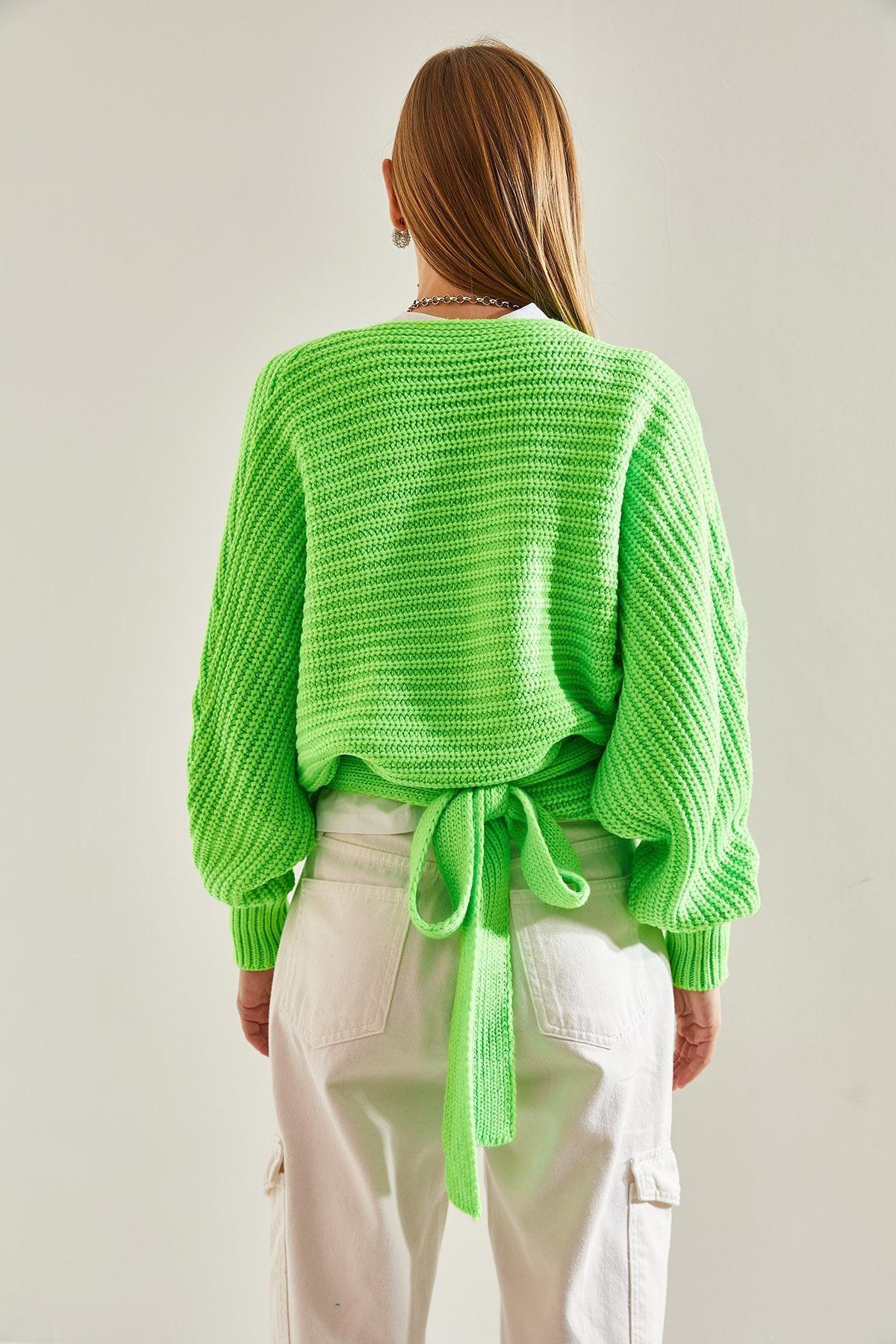 Green Detailed Knitted Cardigan, PISTACHIO GREEN, large image number 3